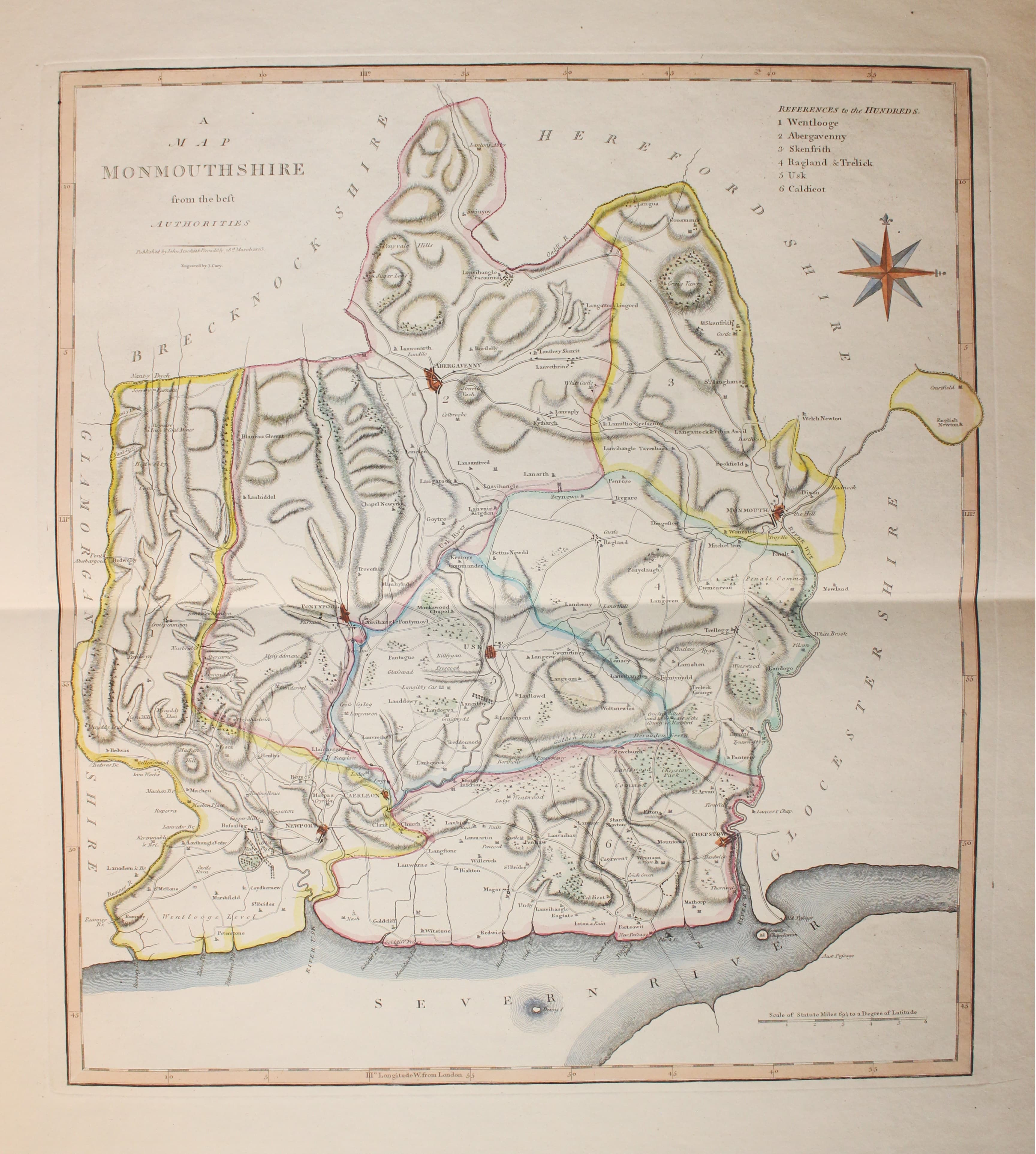 Map of Monmouthshire John Cary & John Stockdale c.1808