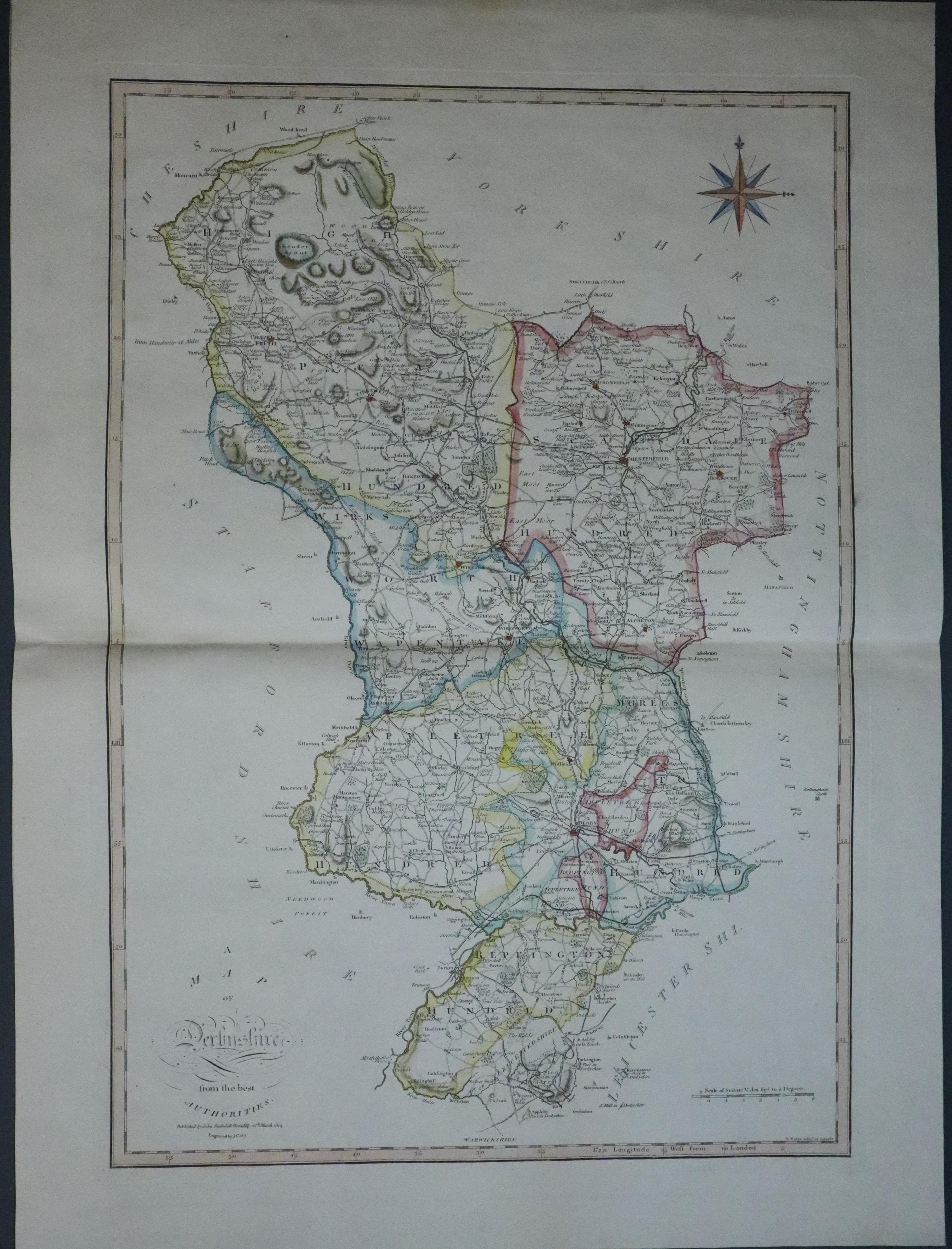 Map of Derbyshire by John Cary & John Stockdale 1808