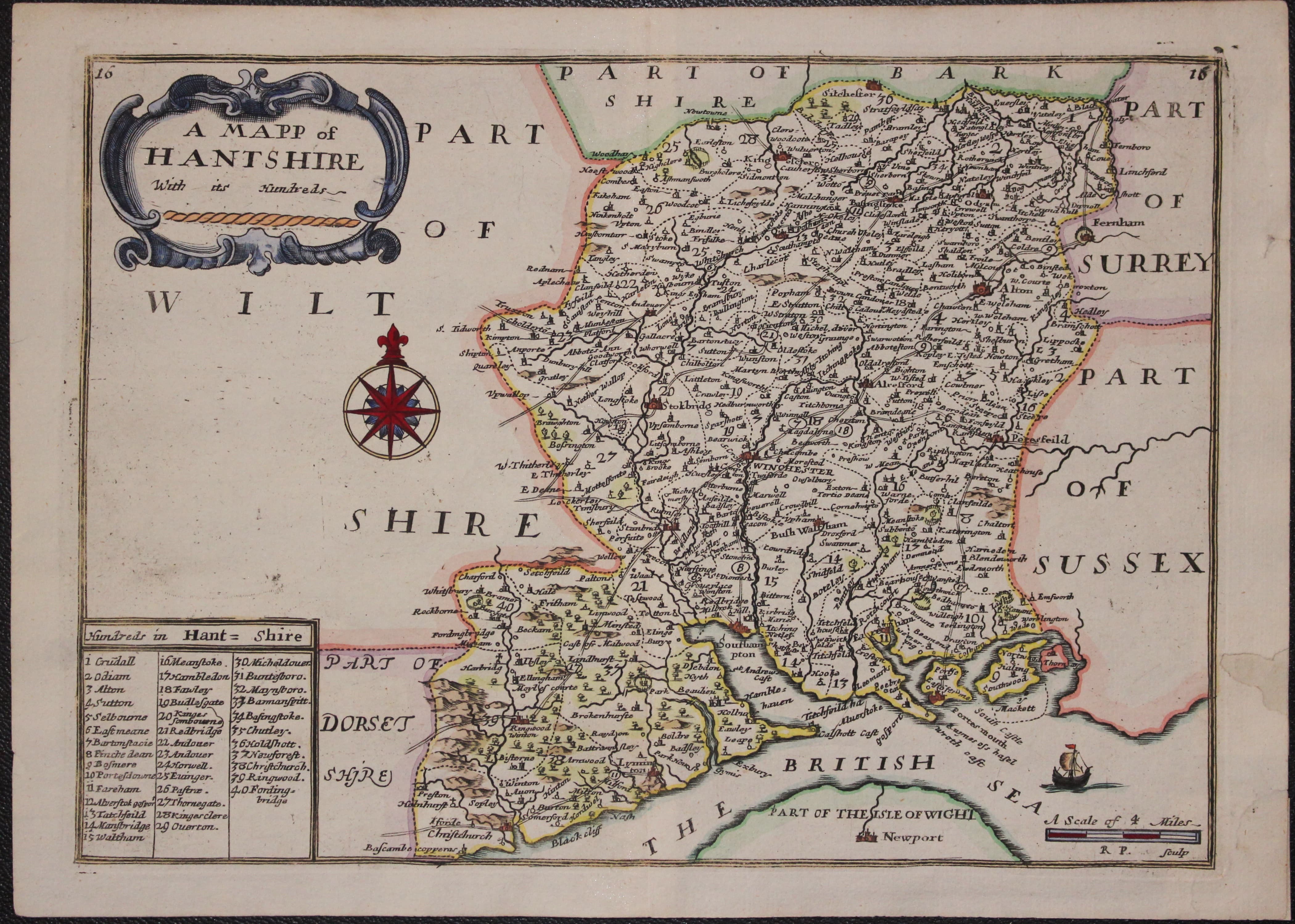 Map of Hampshire  by Richard Blome c.1735