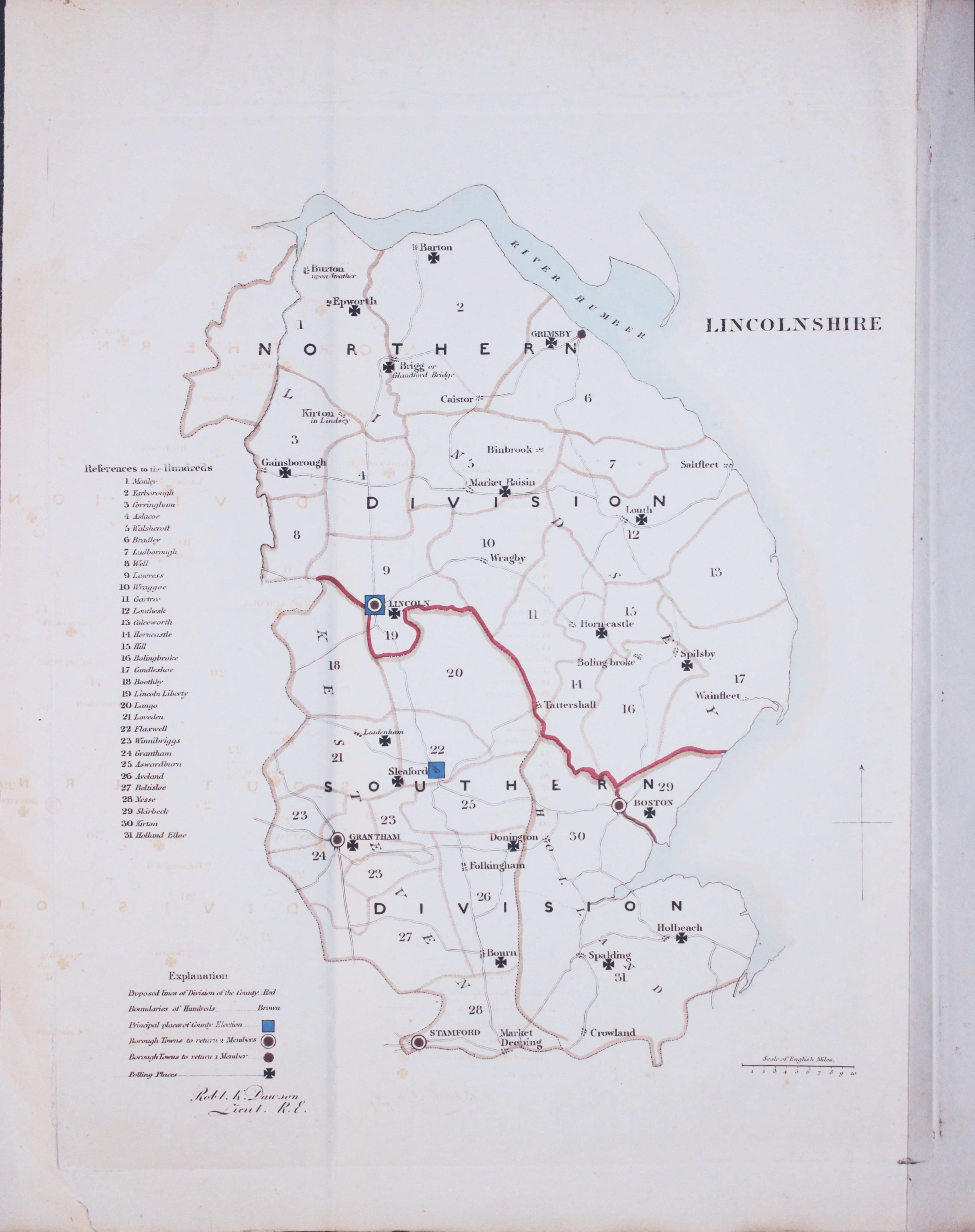 Map of Lincolnshire JLt. R. K. Dawson 1832