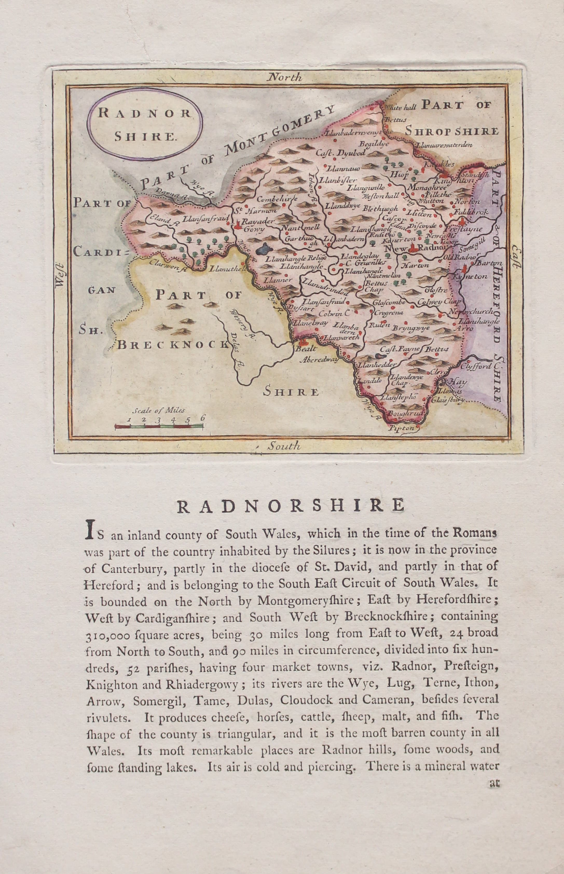 Map of Radnorshire by John Seller & Francis Grose 1787
