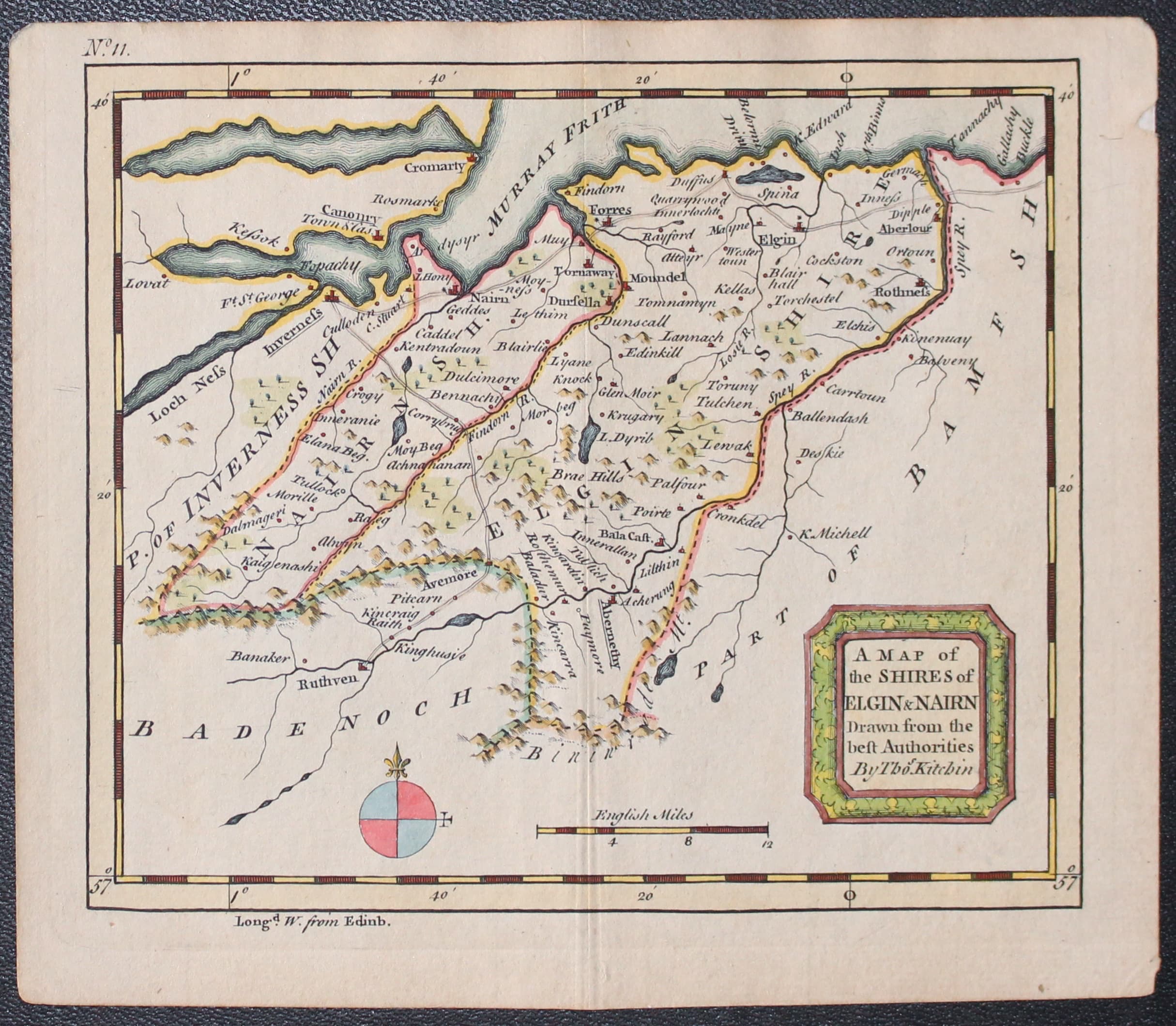Map of Elgin and Nairn by Thomas Kitchin 1756