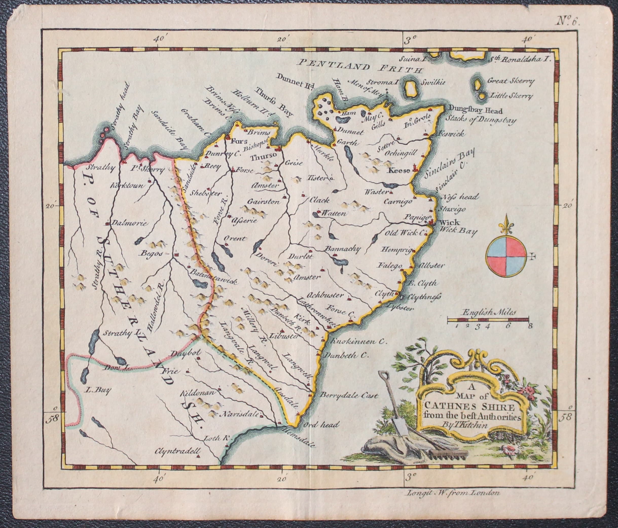 Map of Caithness, Scotland by Yhomas Kitchin 1756
