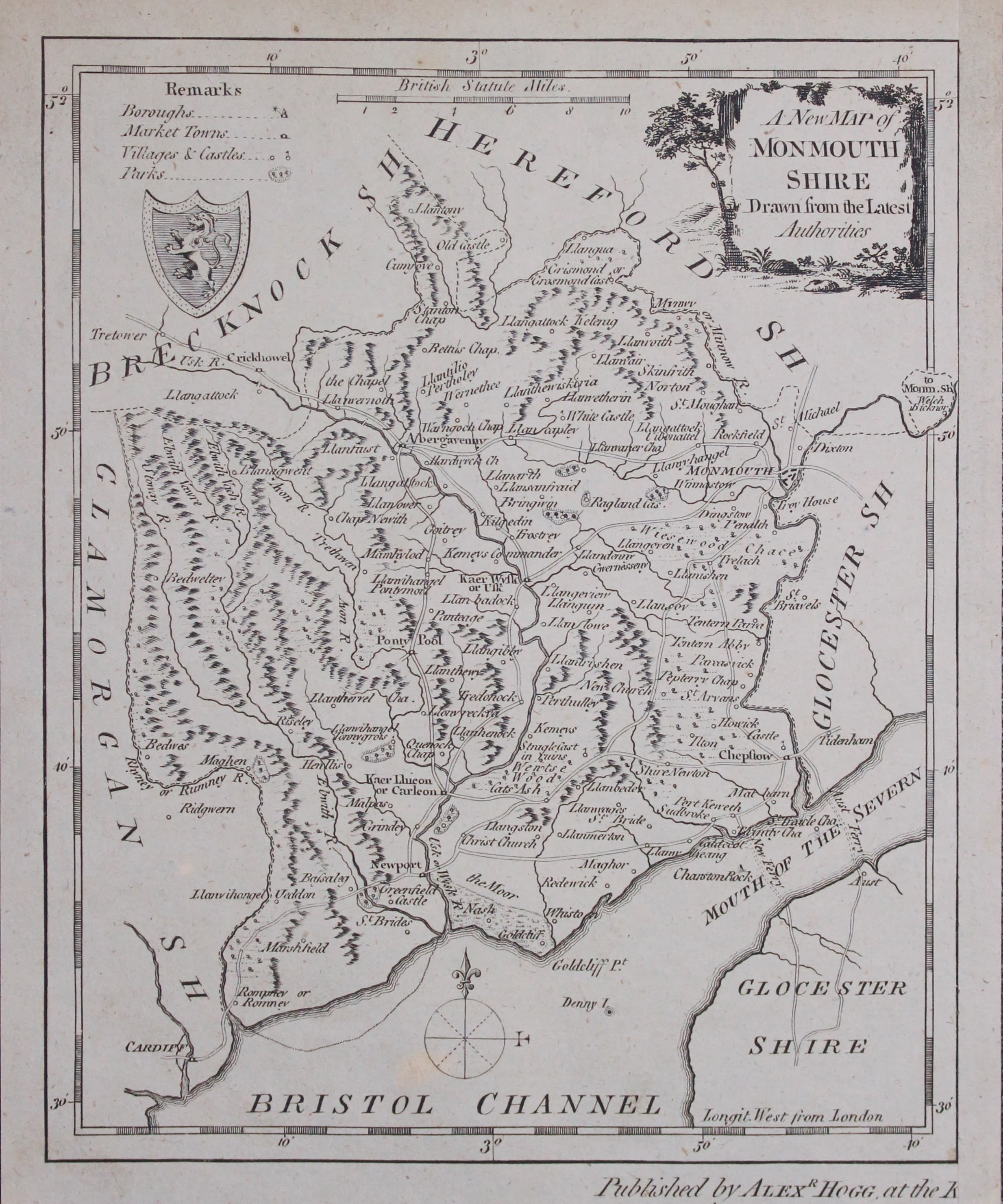 Map of Monmouthshire by George A Walpole 1794