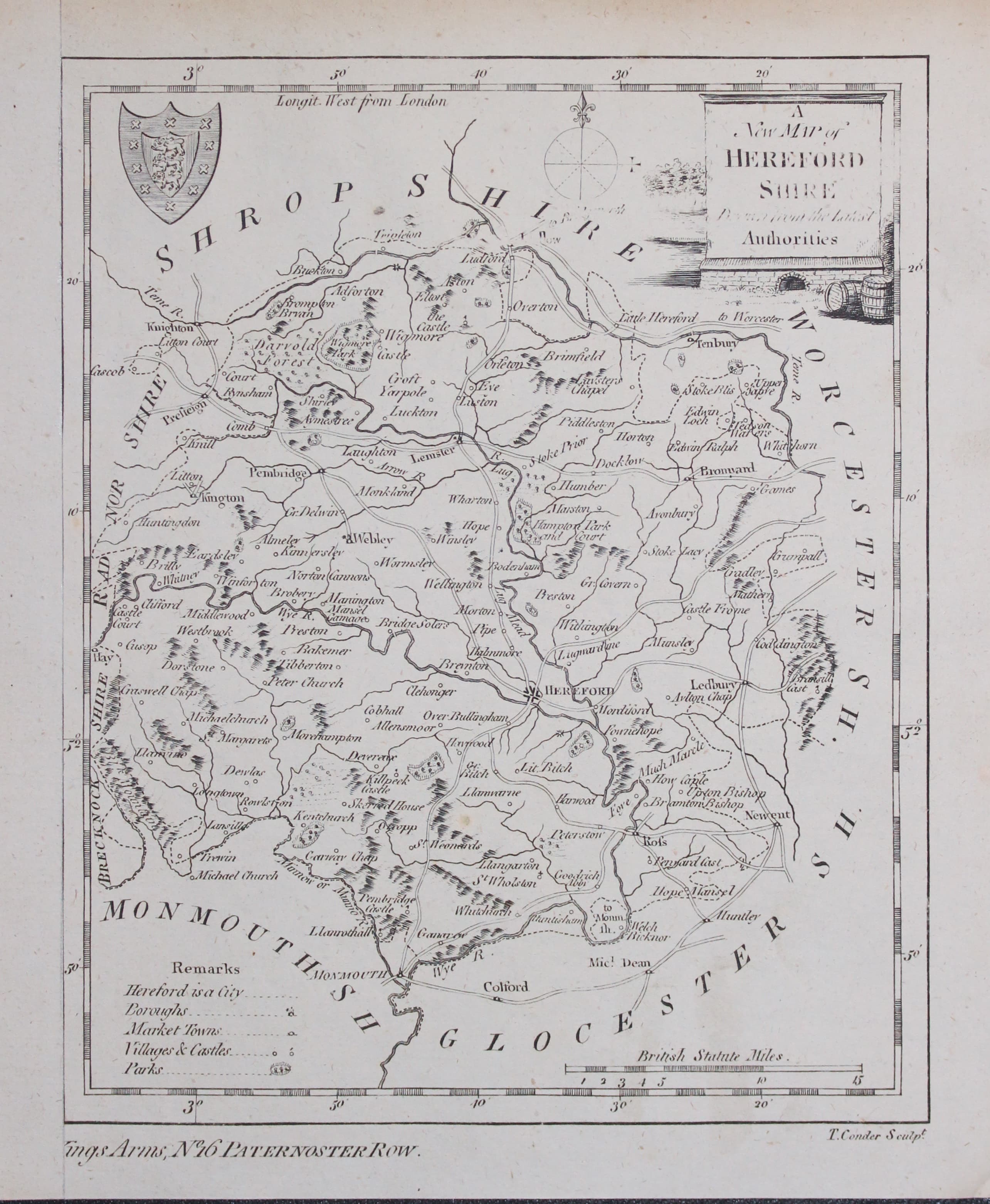 Map of Herefordshire  George A Walpole 1794