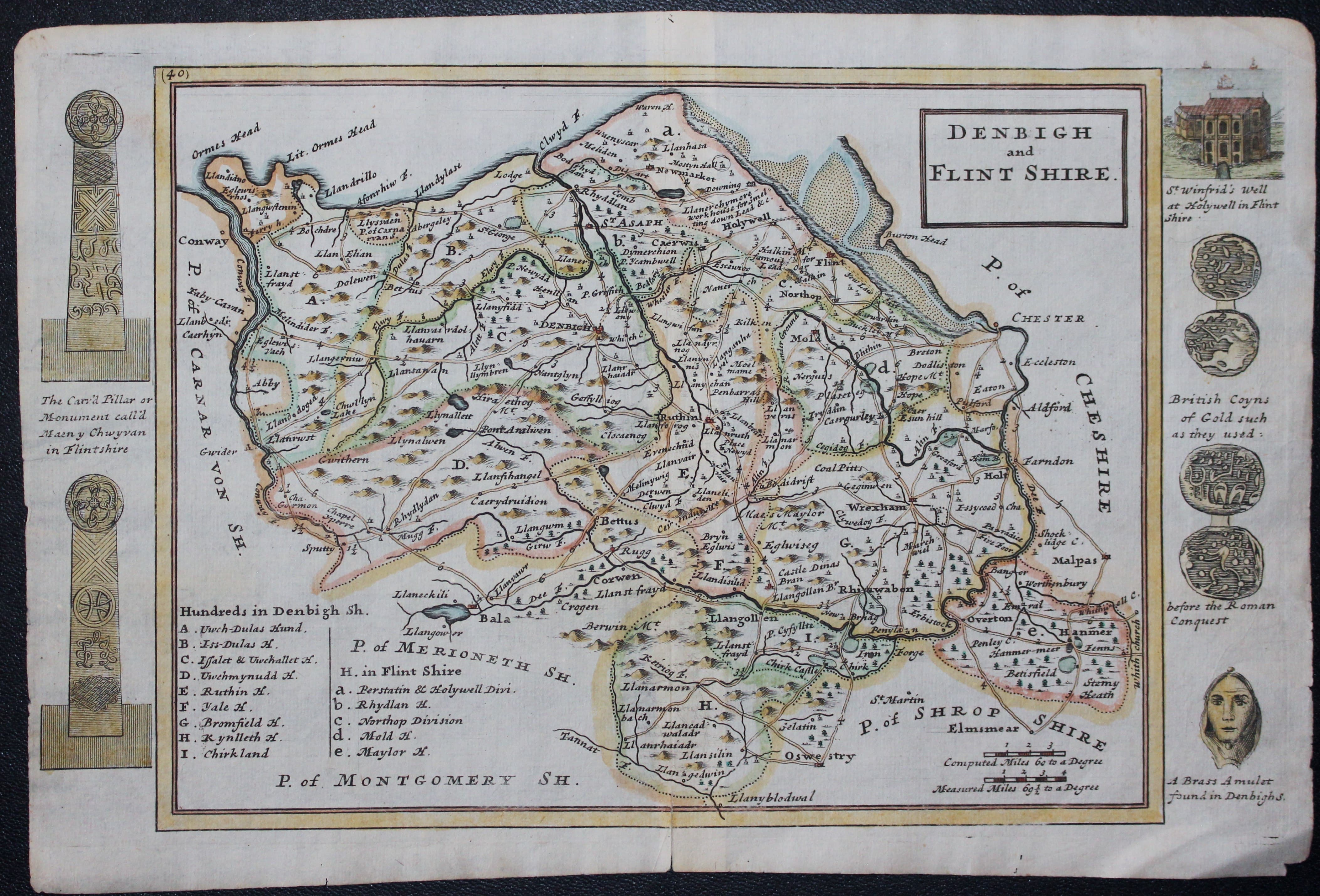 Map of Denbighshire and Flintshire, Herman Moll 1724