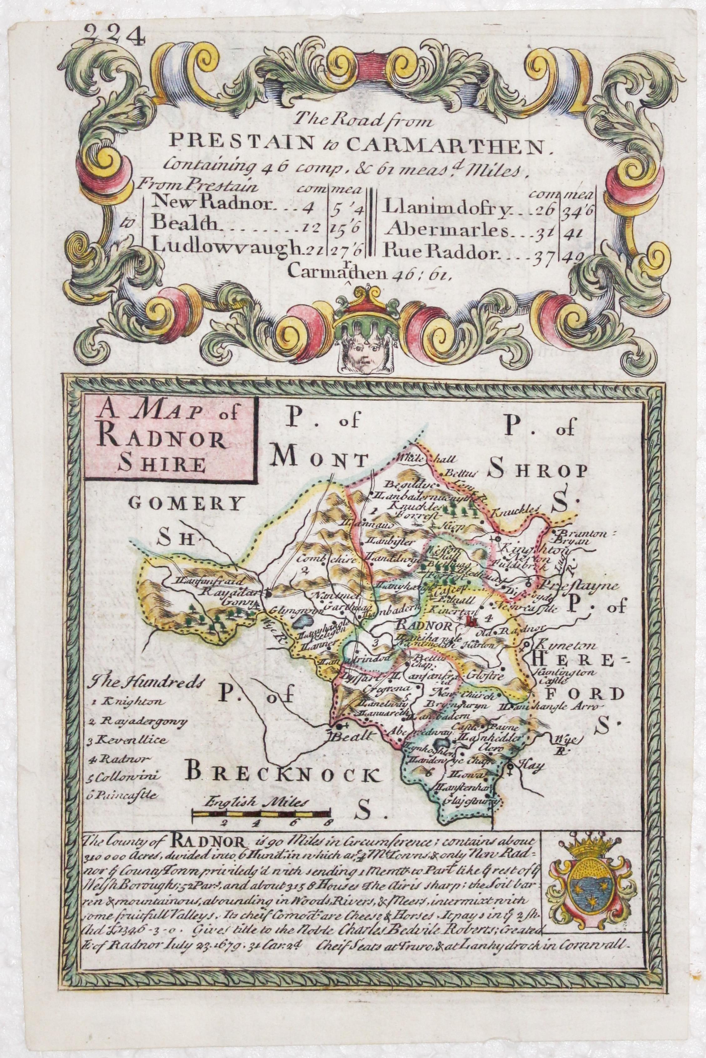 Map of Radnotshire by John Owen and Emanuel Bowen, c.1730