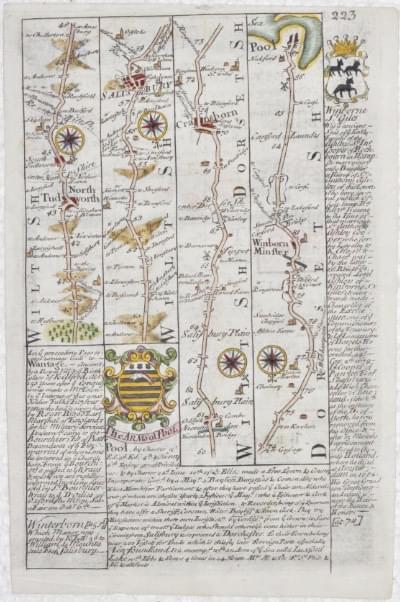 Road map from North Tudworth to Poole by John Owen and Emanuel Bowen, c.1730