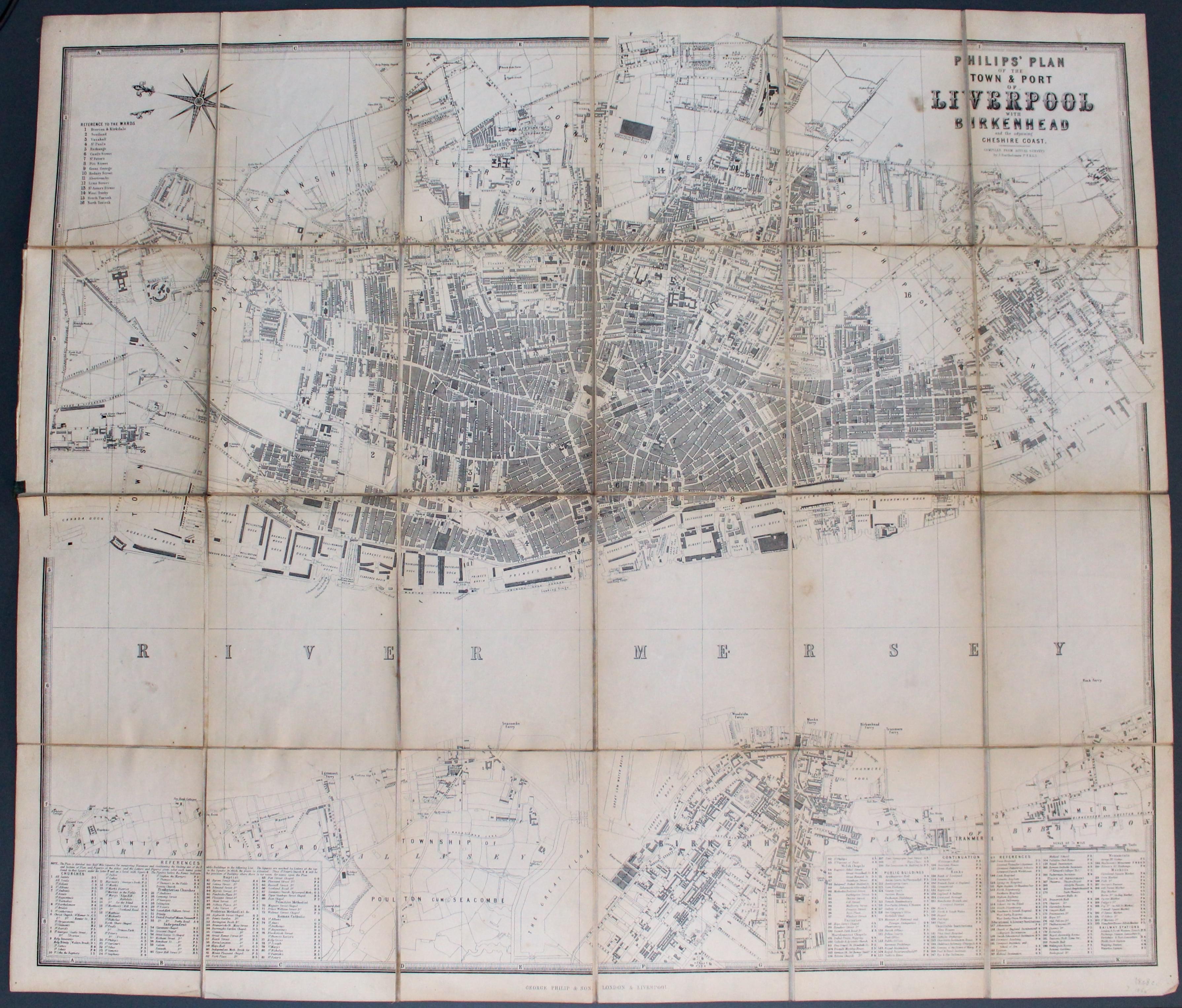 Plan of Liverpool & Birkenhead, J. Bartholomew c.1880  Plan of Liverpool & Birkenhead, J. Bartholomew c.1880