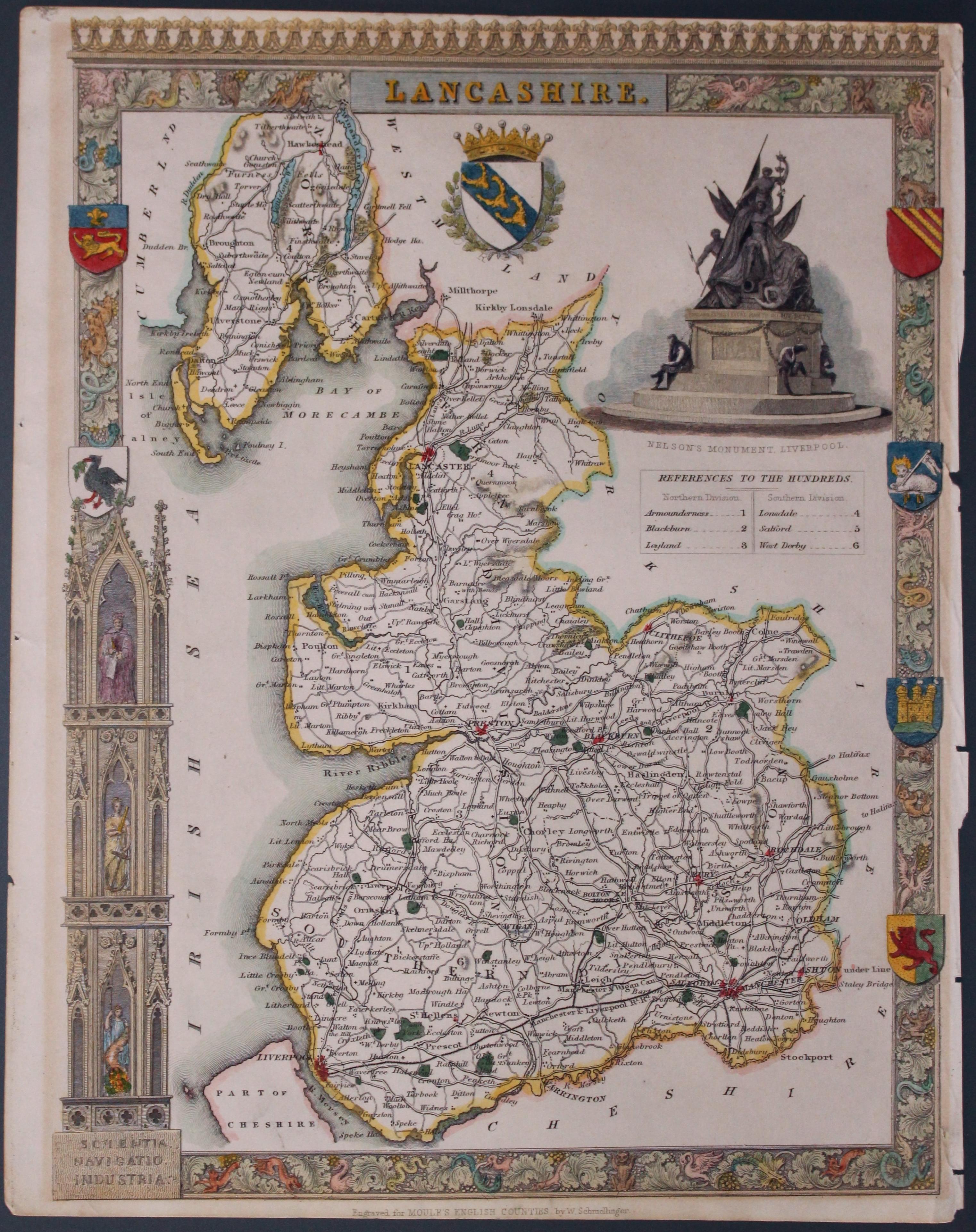 Lancashire by Thomas Moule c.1837  Lancashire by Thomas Moule c.1837