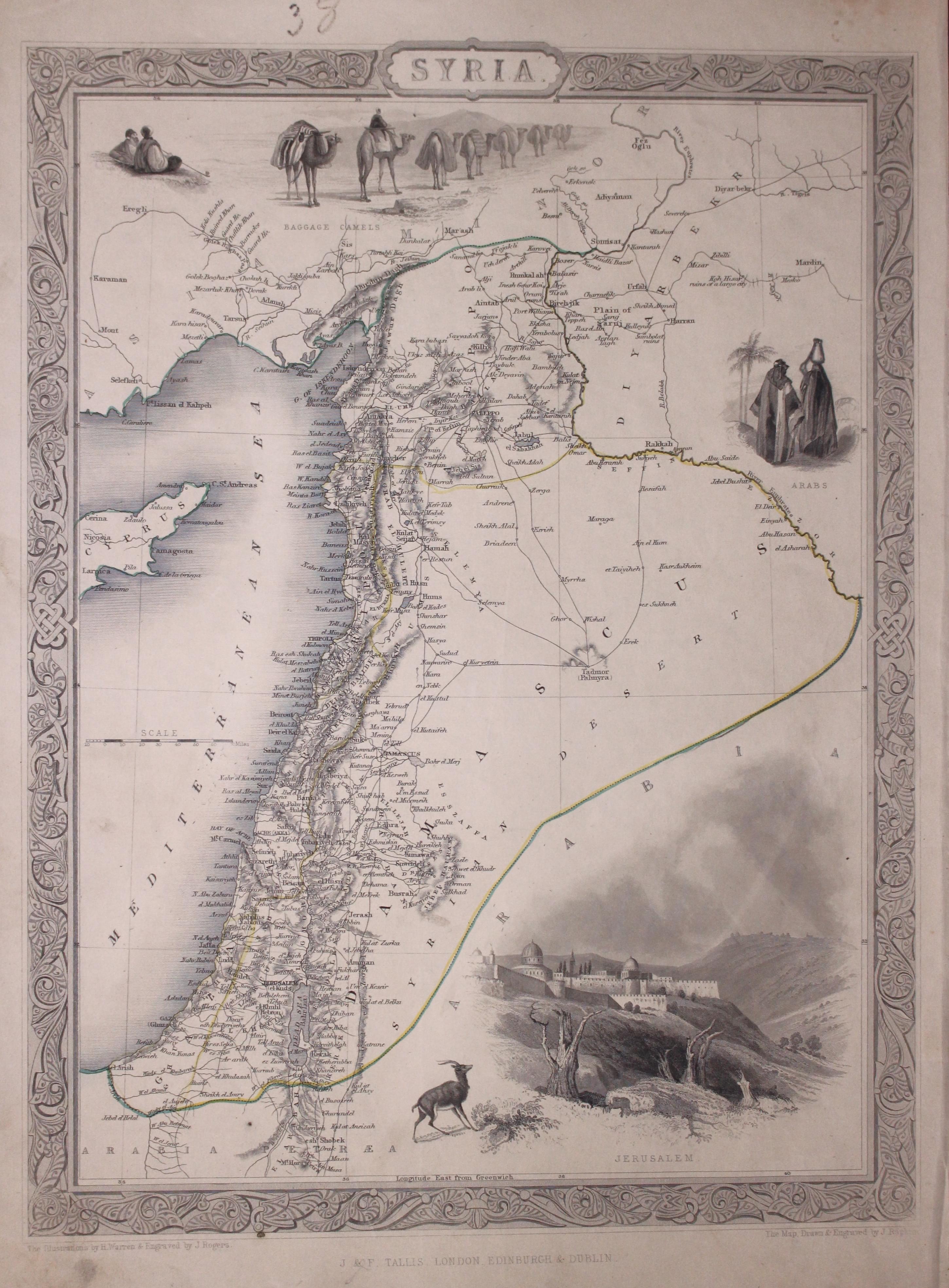 Map of Syria by John Tallis c.1851  Map of Syria by John Tallis c.1851