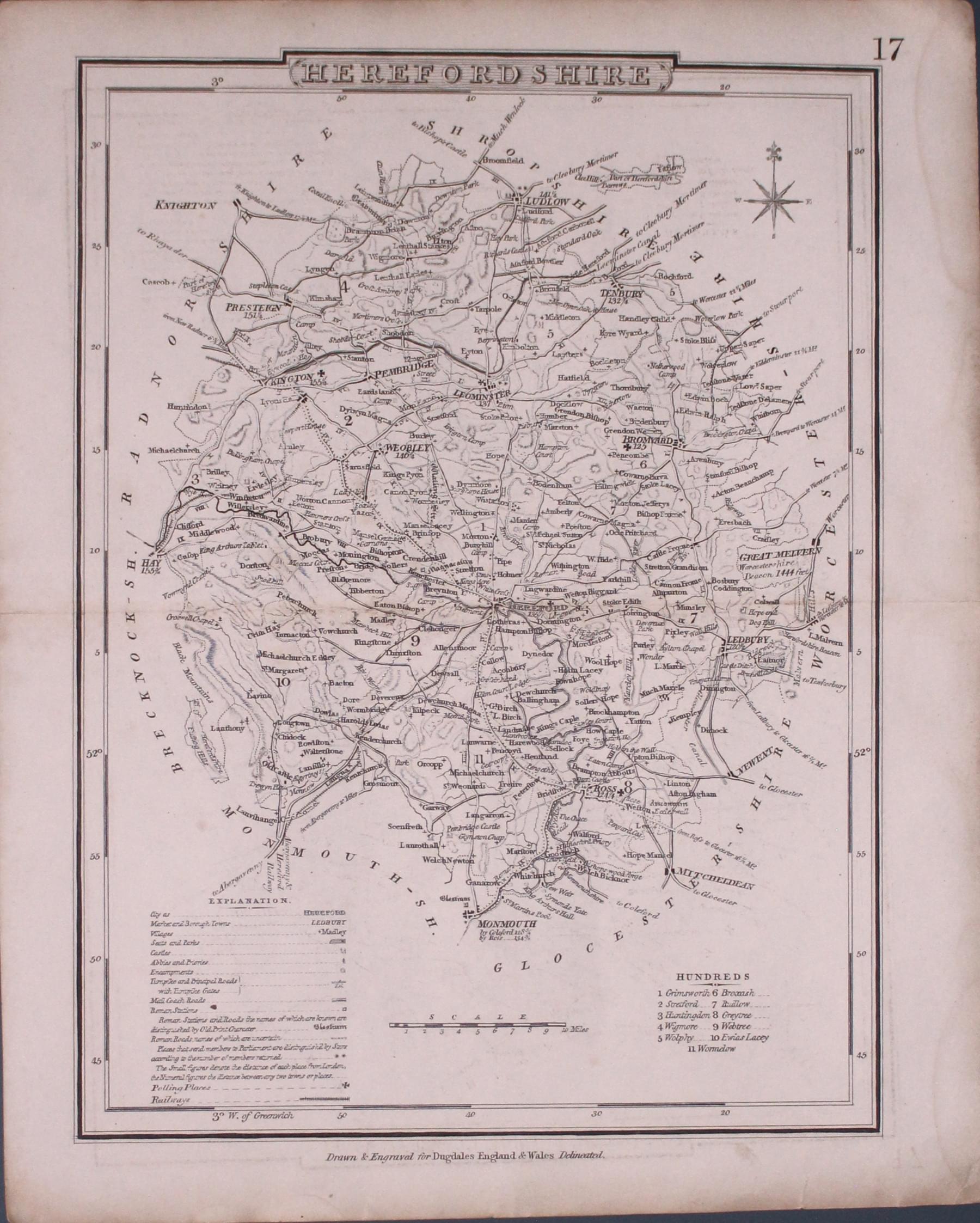 Map of Herefordshire  Cole & Roper c.1840