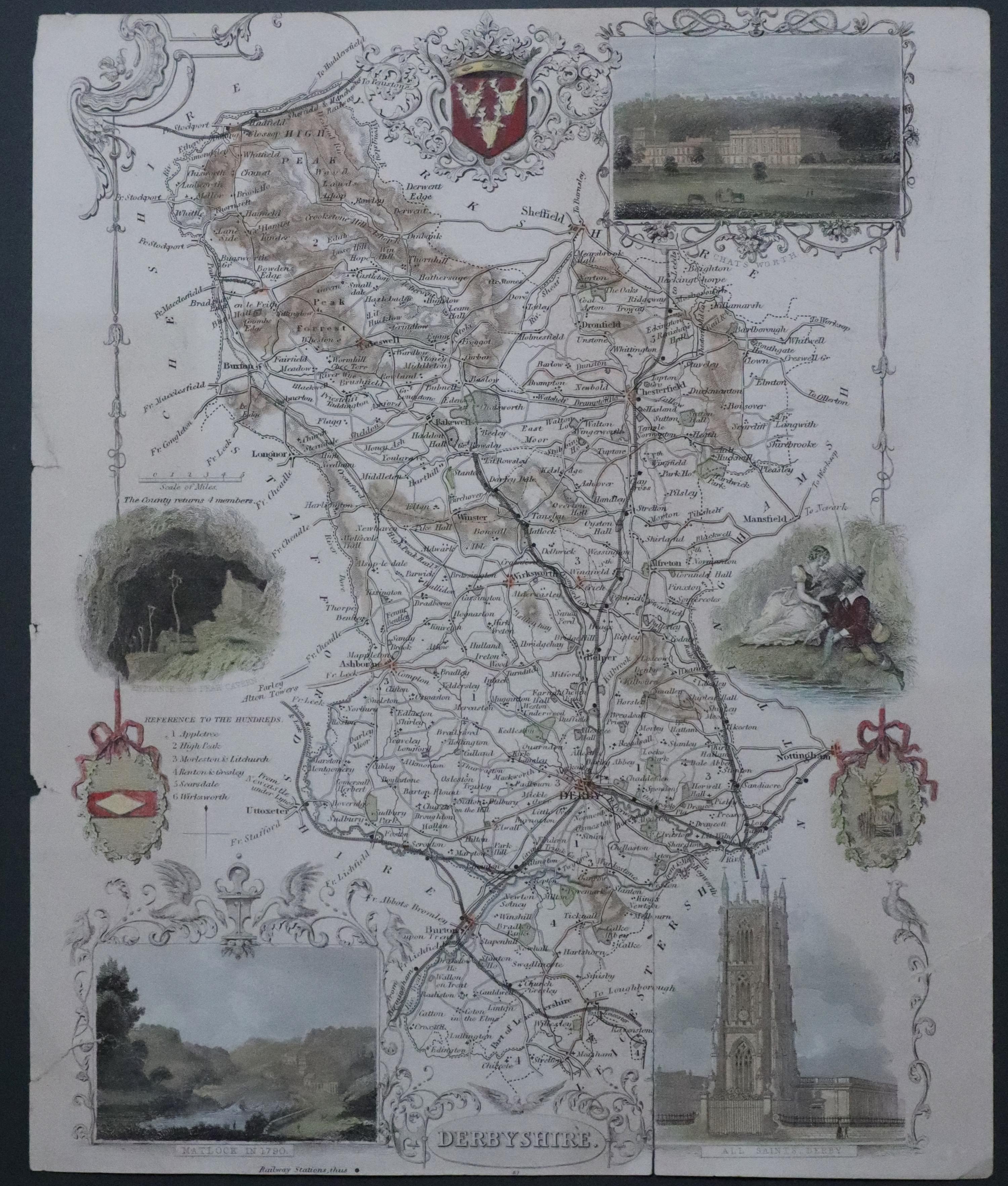 Map of Derbyshire by Thomas Moule c.1850