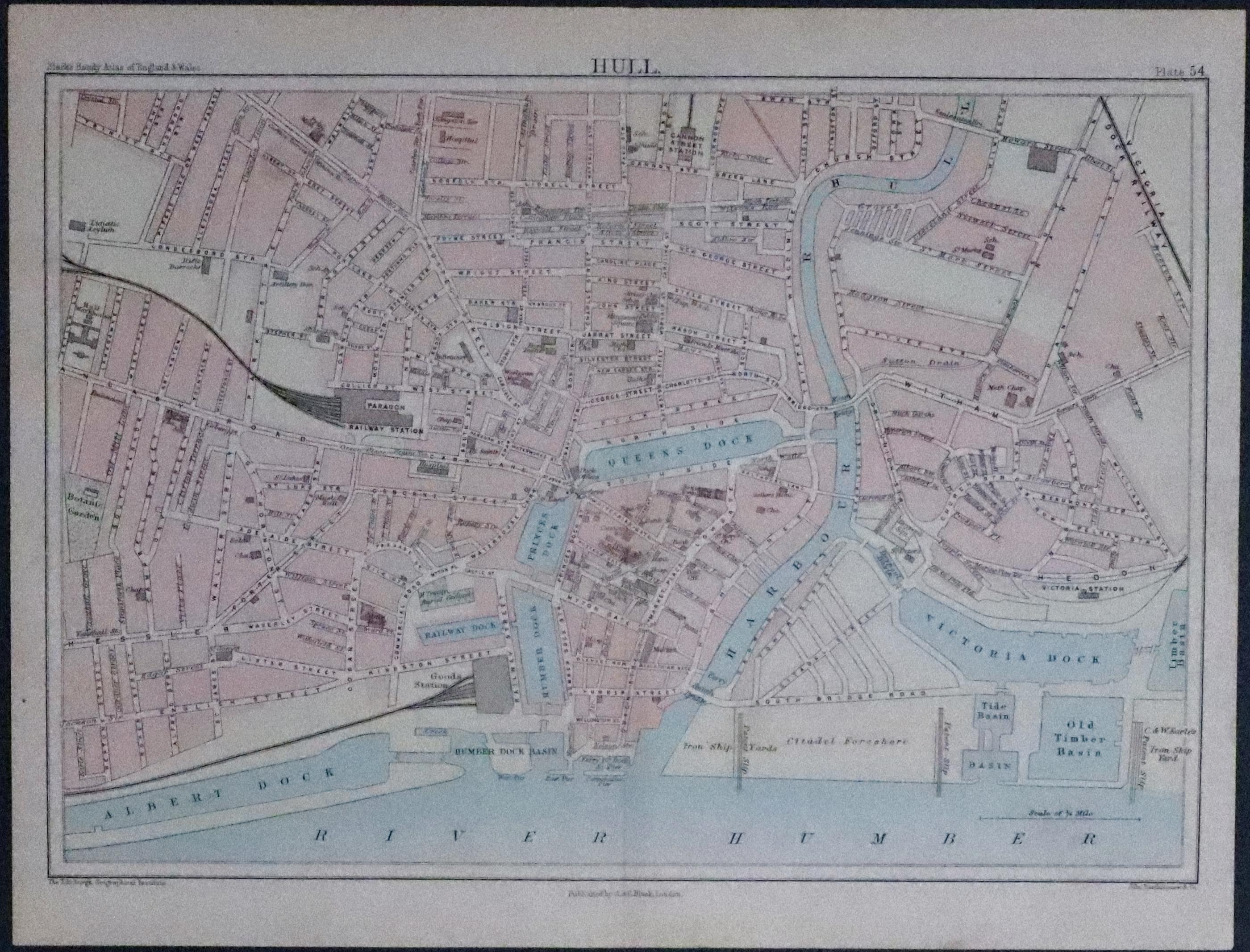 Plan of Hull, John Bartholomew, c.1891