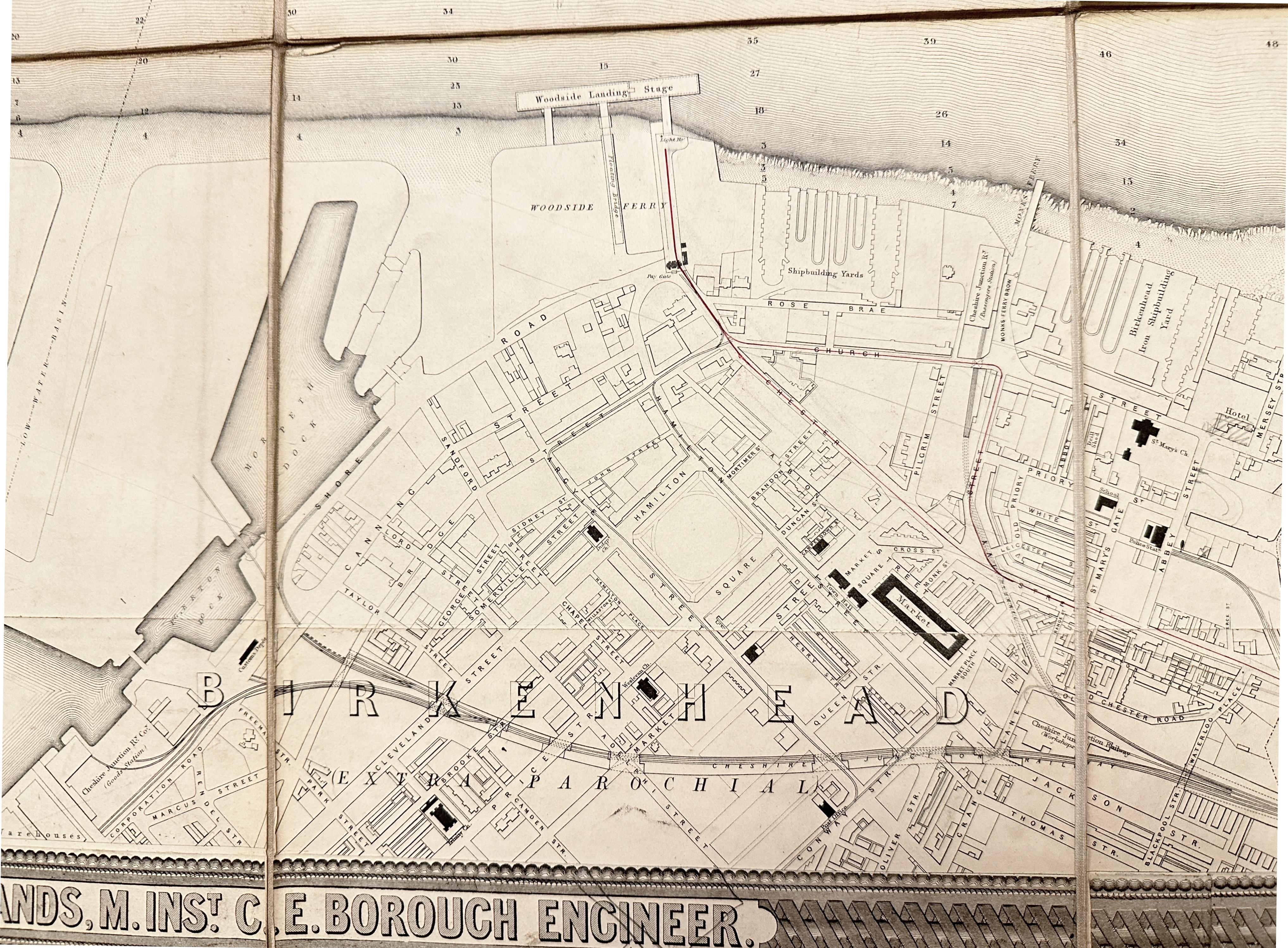Plan of Liverpool showing Birkenhead James Newlands c.1860  Plan of Liverpool showing Birkenhead James Newlands c.1860