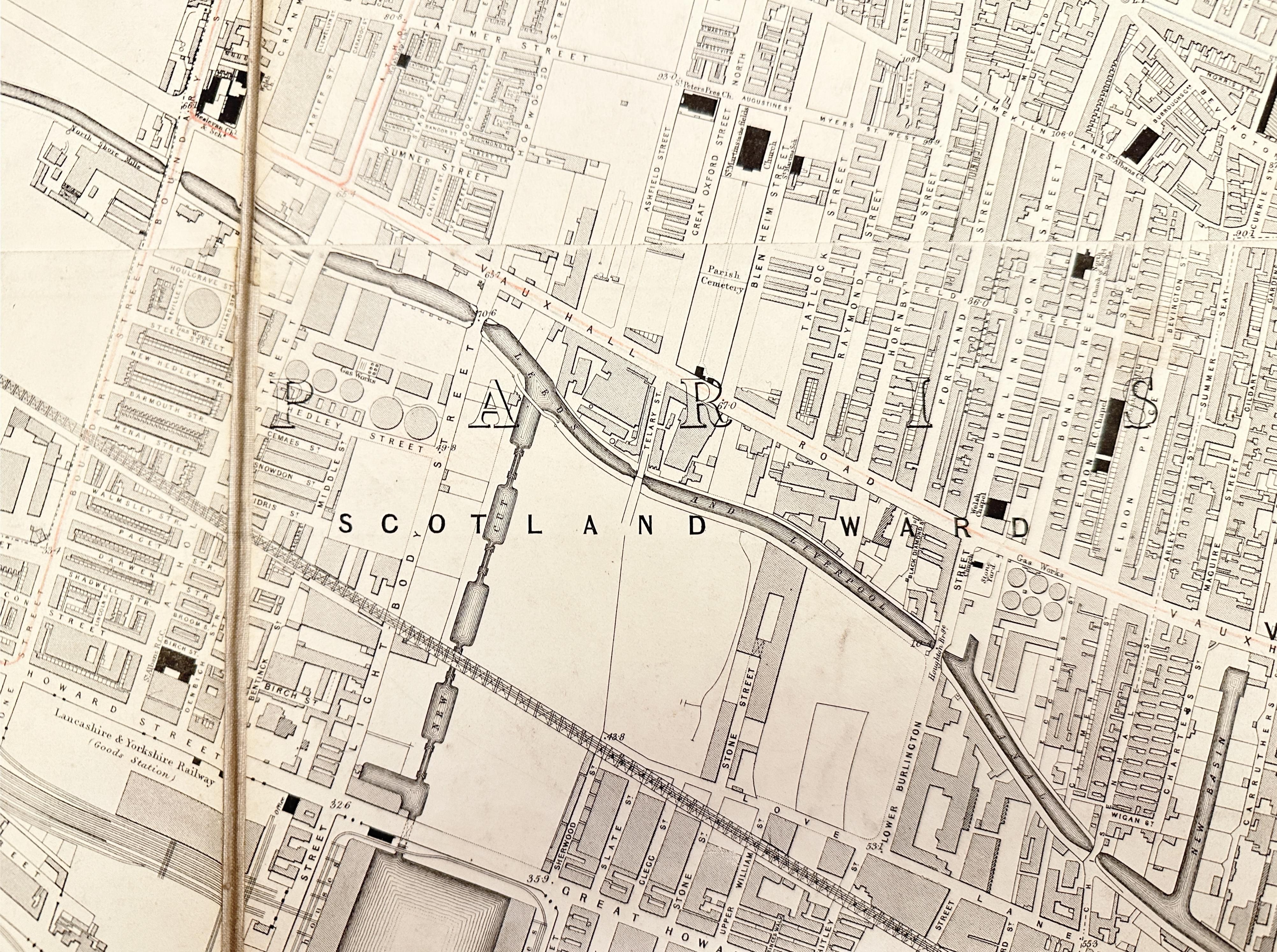 Plan of Liverpool showing Scotland Road area James Newlands c.1860  Plan of Liverpool showing Scotland Road area James Newlands c.1860