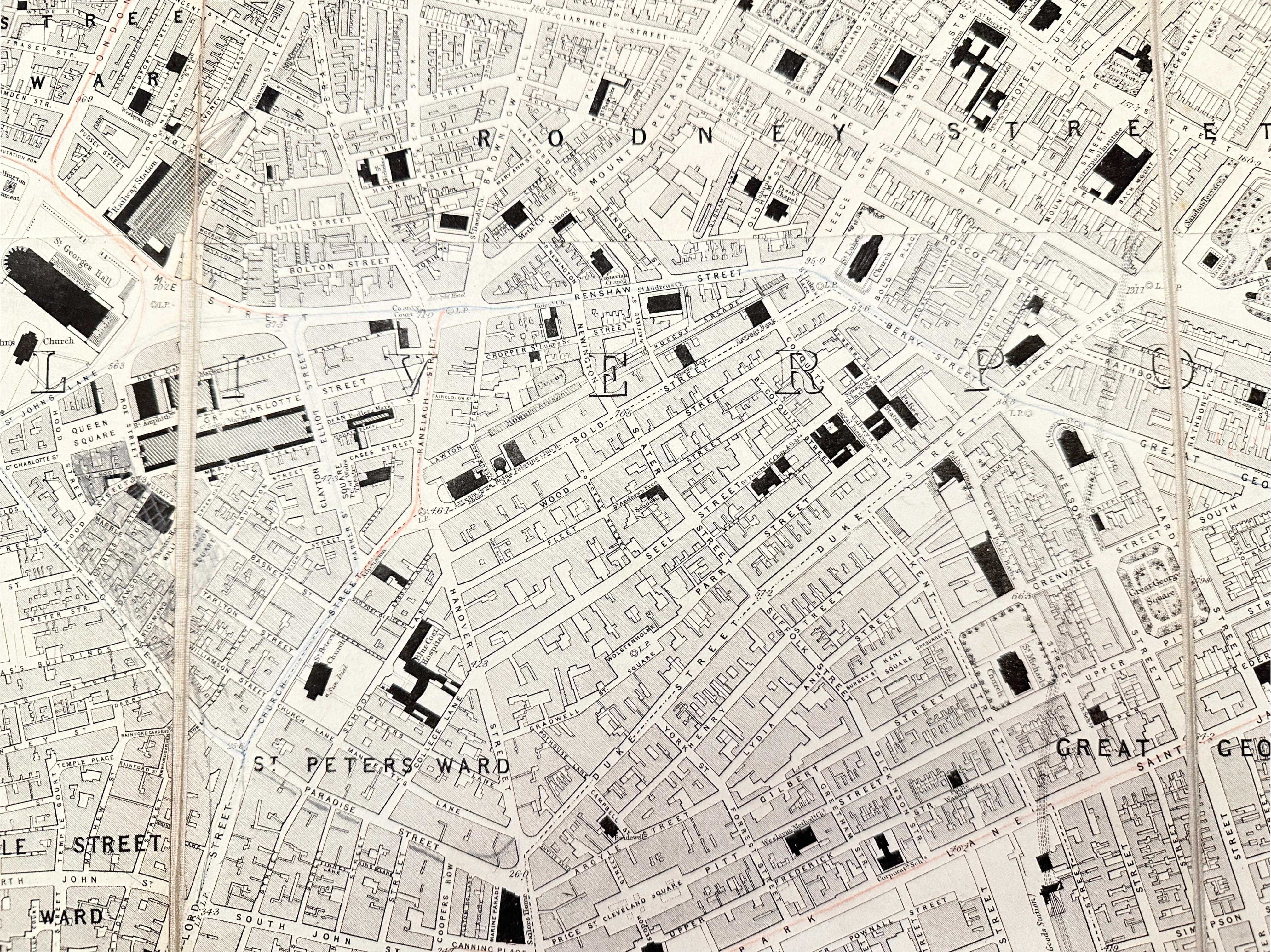 Plan of Liverpool showing city centre area James Newlands c.1860  Plan of Liverpool showing city centre area James Newlands c.1860