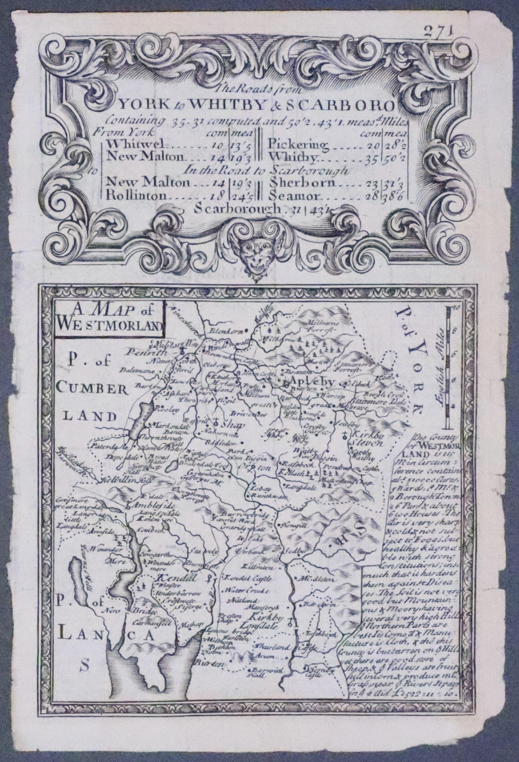 Westmorland map by John Owen and Emanuel Bowen c,1730