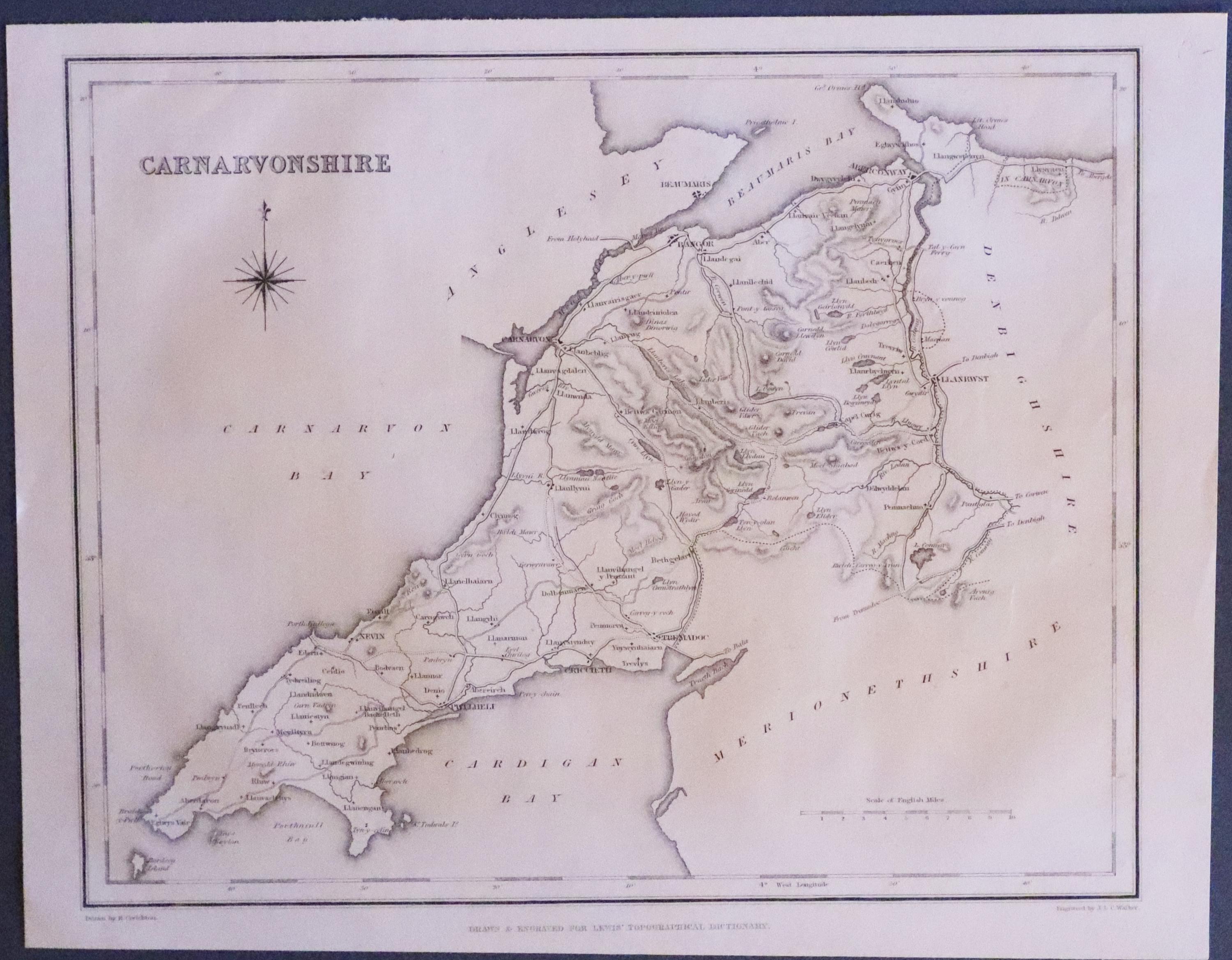 Caernarvonshire by Samuel Lewis c.1845