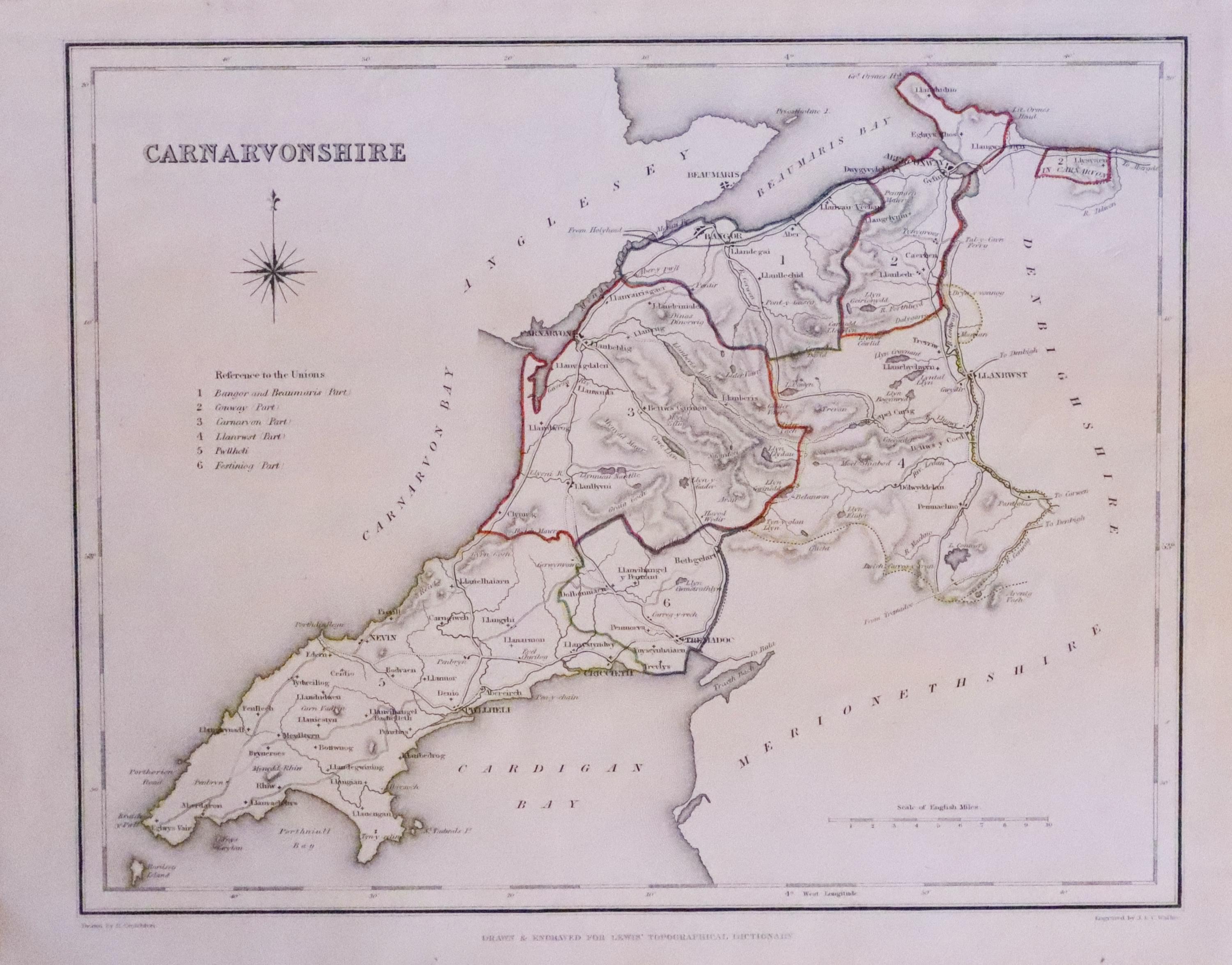 Caernarvonshire by Samuel Lewis c.1845