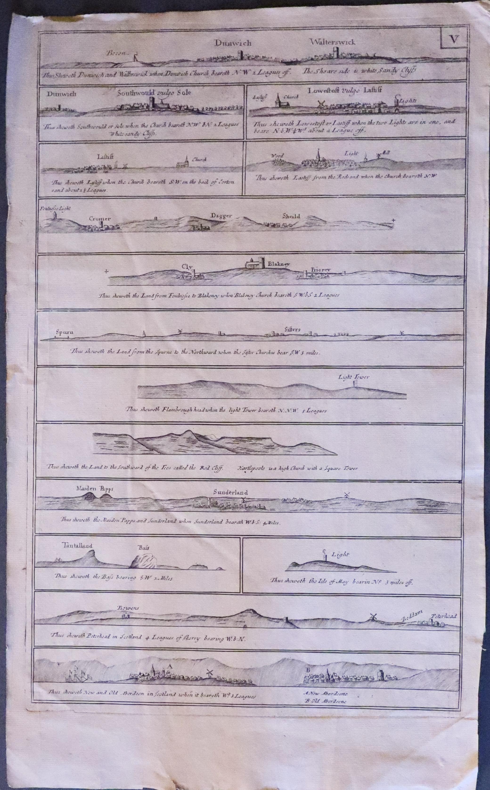 North East Coast of England Landshapes Captain greenville Collins c.1760  North East Coast of England Landshapes Captain greenville Collins c.1760