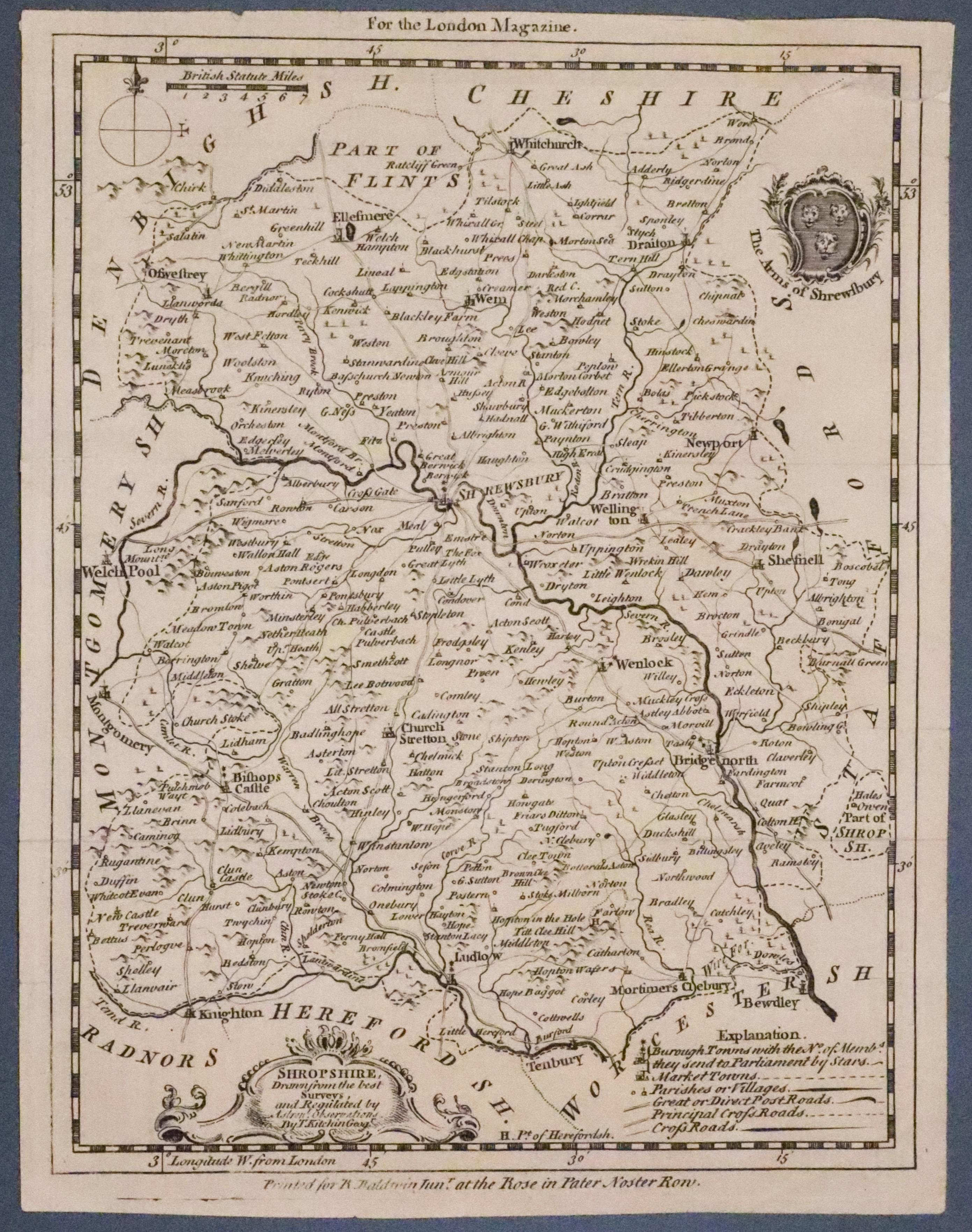 Map of Shropshire by Thmas Kitchin c.1750  Map of Shropshire by Thmas Kitchin c.1750