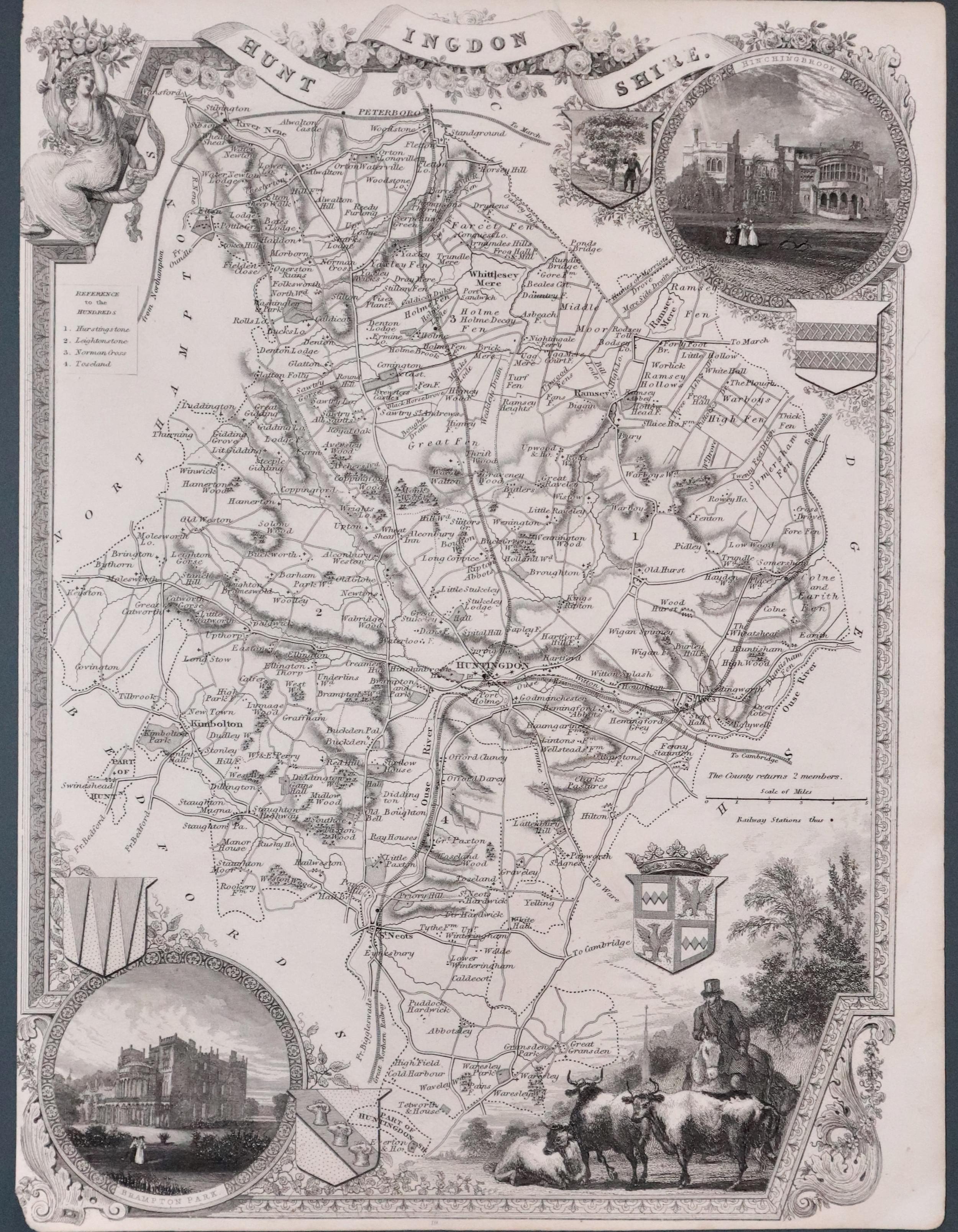 Map of Huntingdonshire by Thomas Moule c.1850  Map of Huntingdonshire by Thomas Moule c.1850