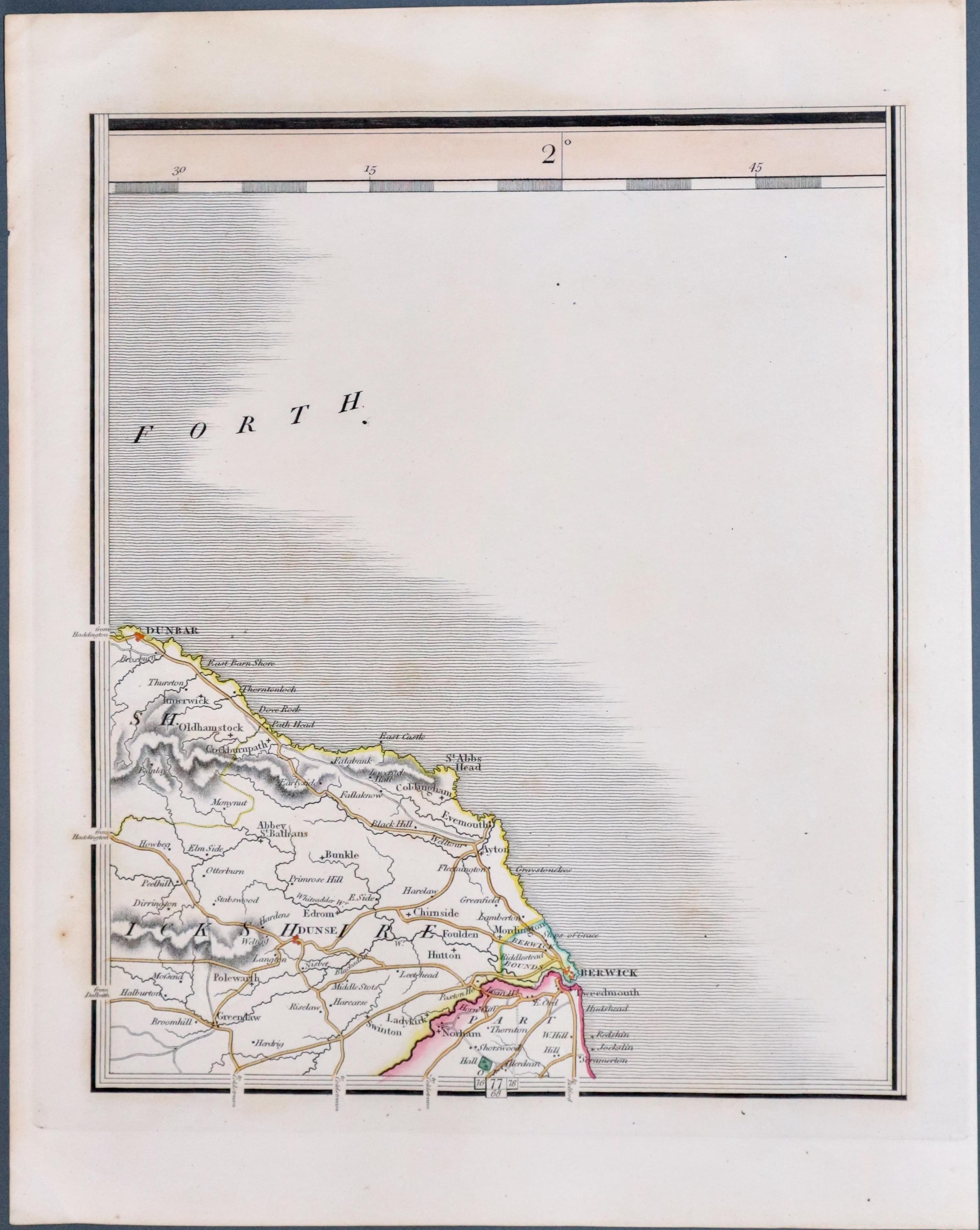 Map showing part of Berwickshire by John Cary c.1824