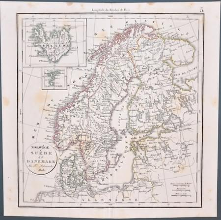 Felix Delarmarche 1828 map of Scandinavia & Iceland