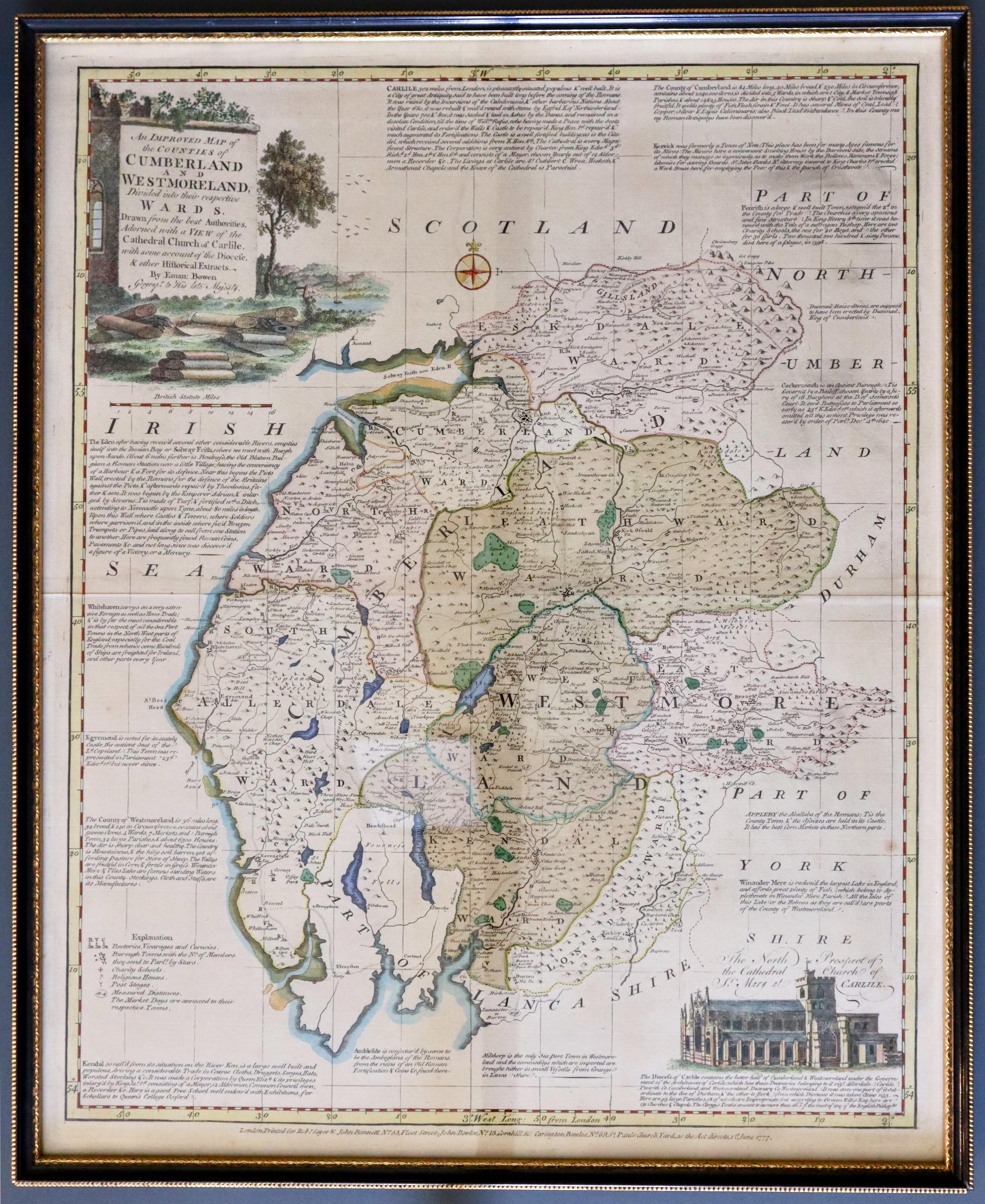 Cumberland and Westmorland by Emanuel Bowen c.1778  Cumberland and Westmorland by Emanuel Bowen c.1778
