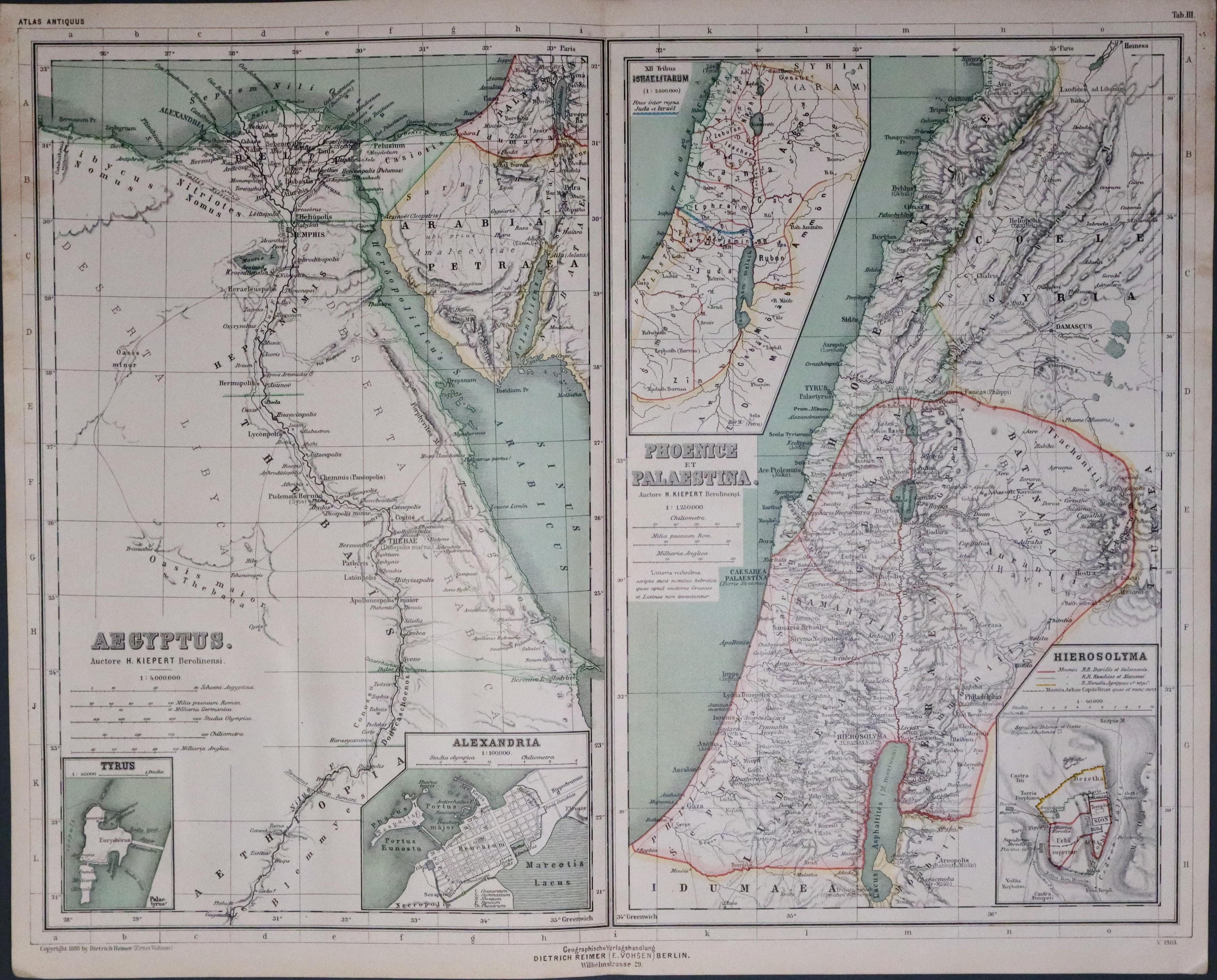 Egypt and Palestine in Ancient Times, Dr. Henry Kiepert c.1902  Egypt and Palestine in Ancient Times, Dr. Henry Kiepert c.1902