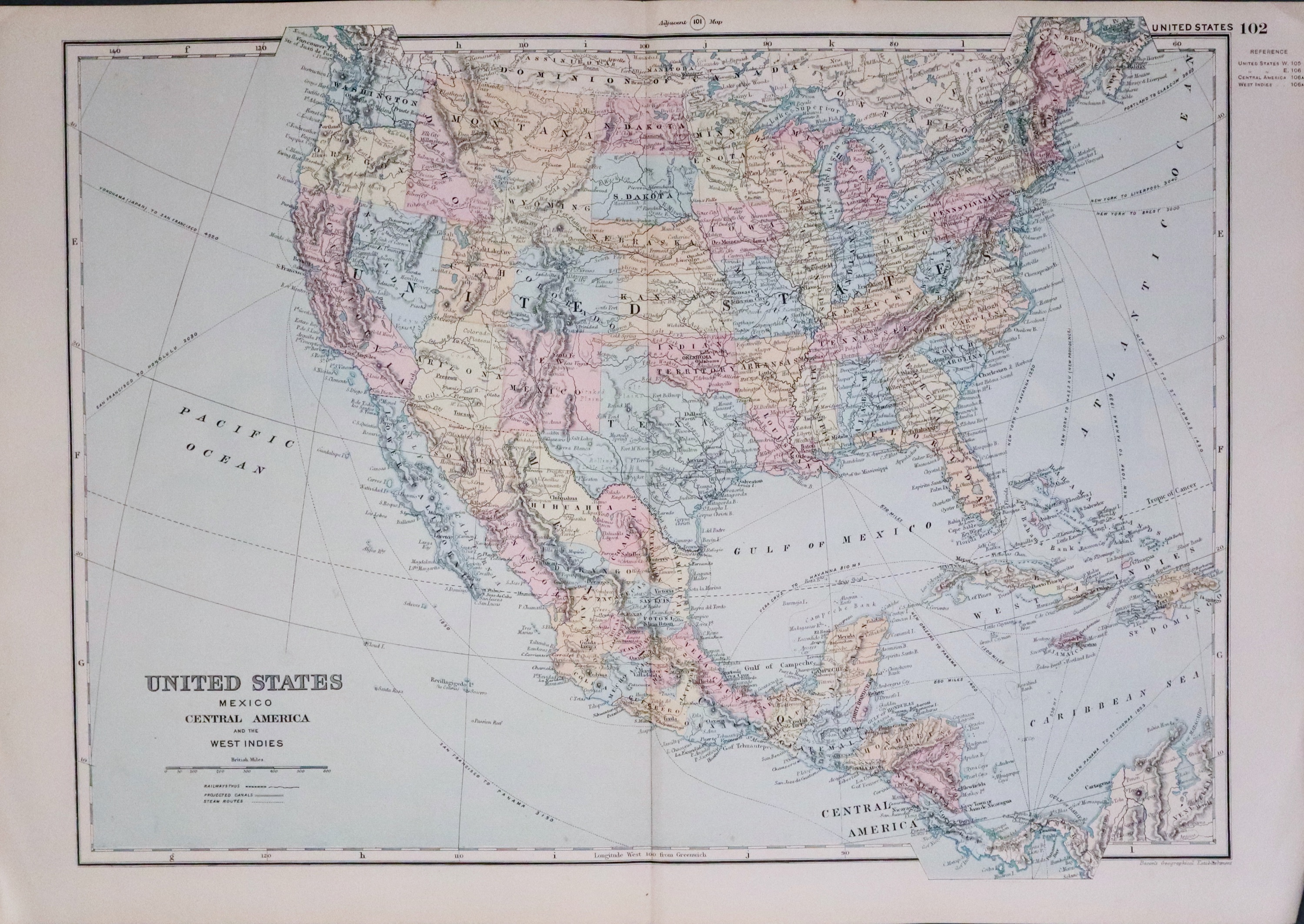 United States of America -                                     G W Bacon 1891  United States of America -                                     G W Bacon 1891