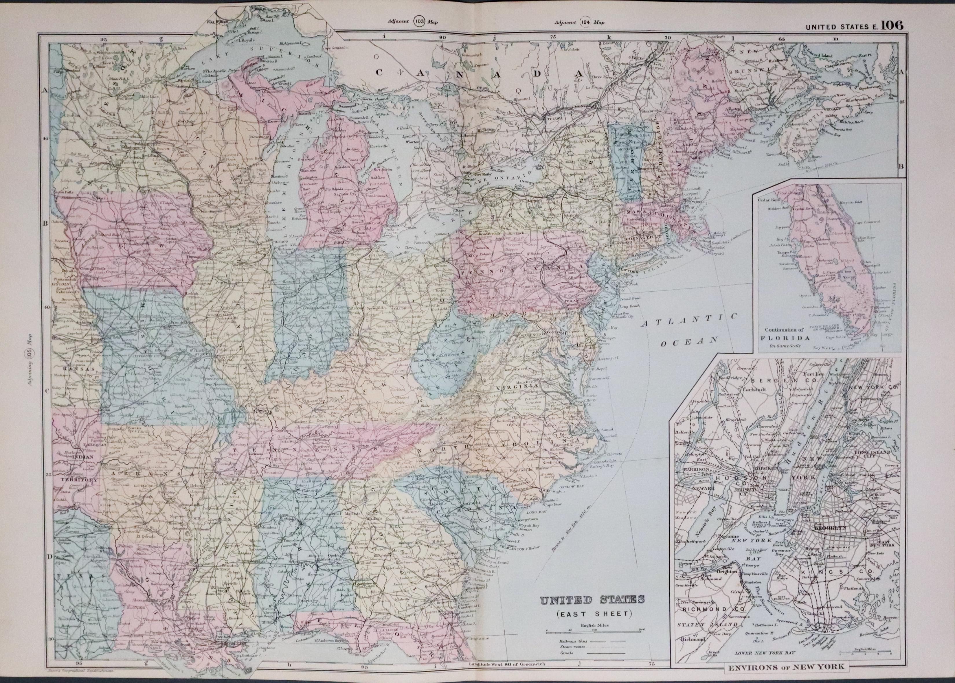 United States of America - South, G W Bacon 1891  United States of America - South, G W Bacon 1891