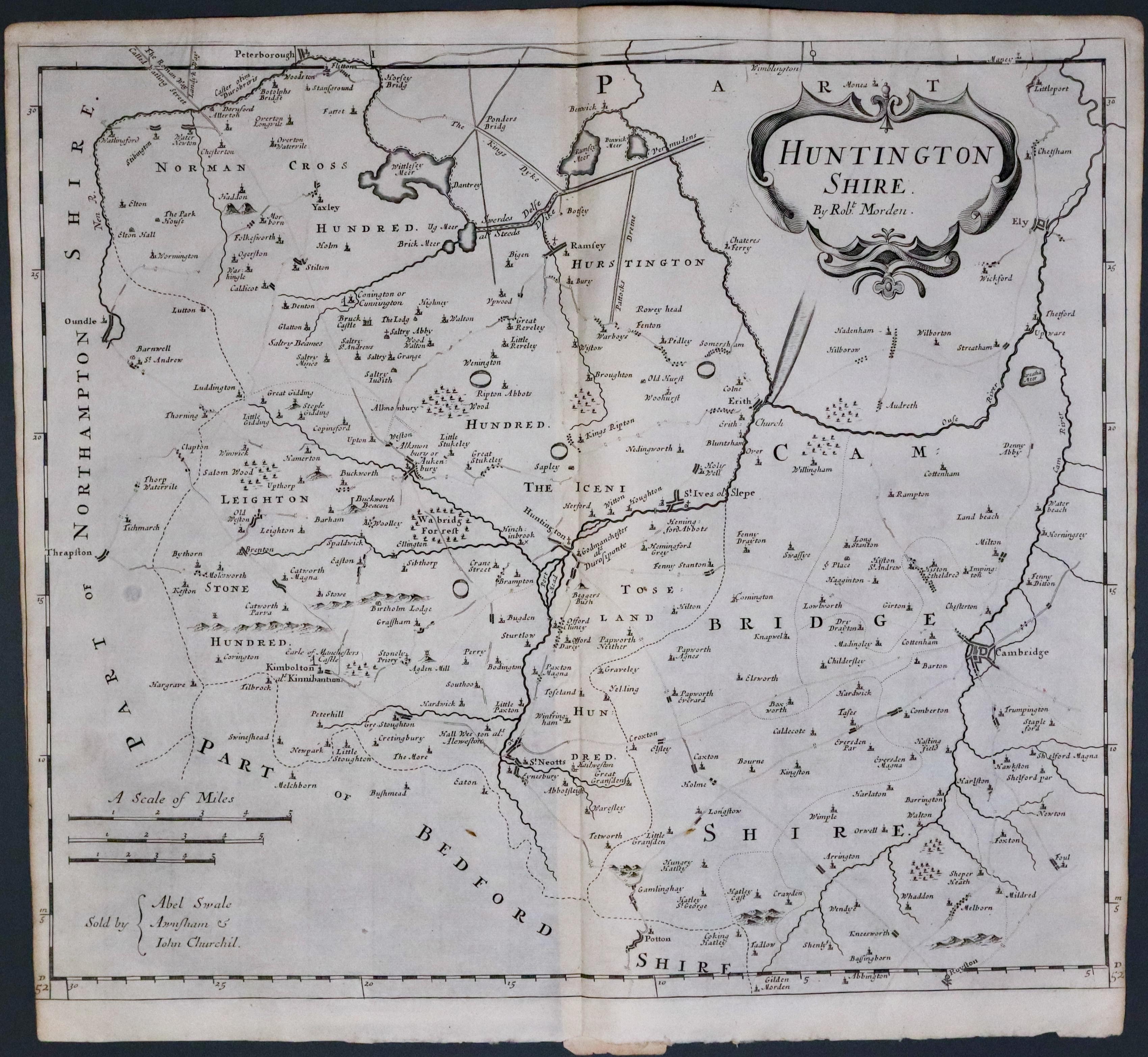 Huntingdonshire, Robert Morden 1695  Huntingdonshire, Robert Morden 1695