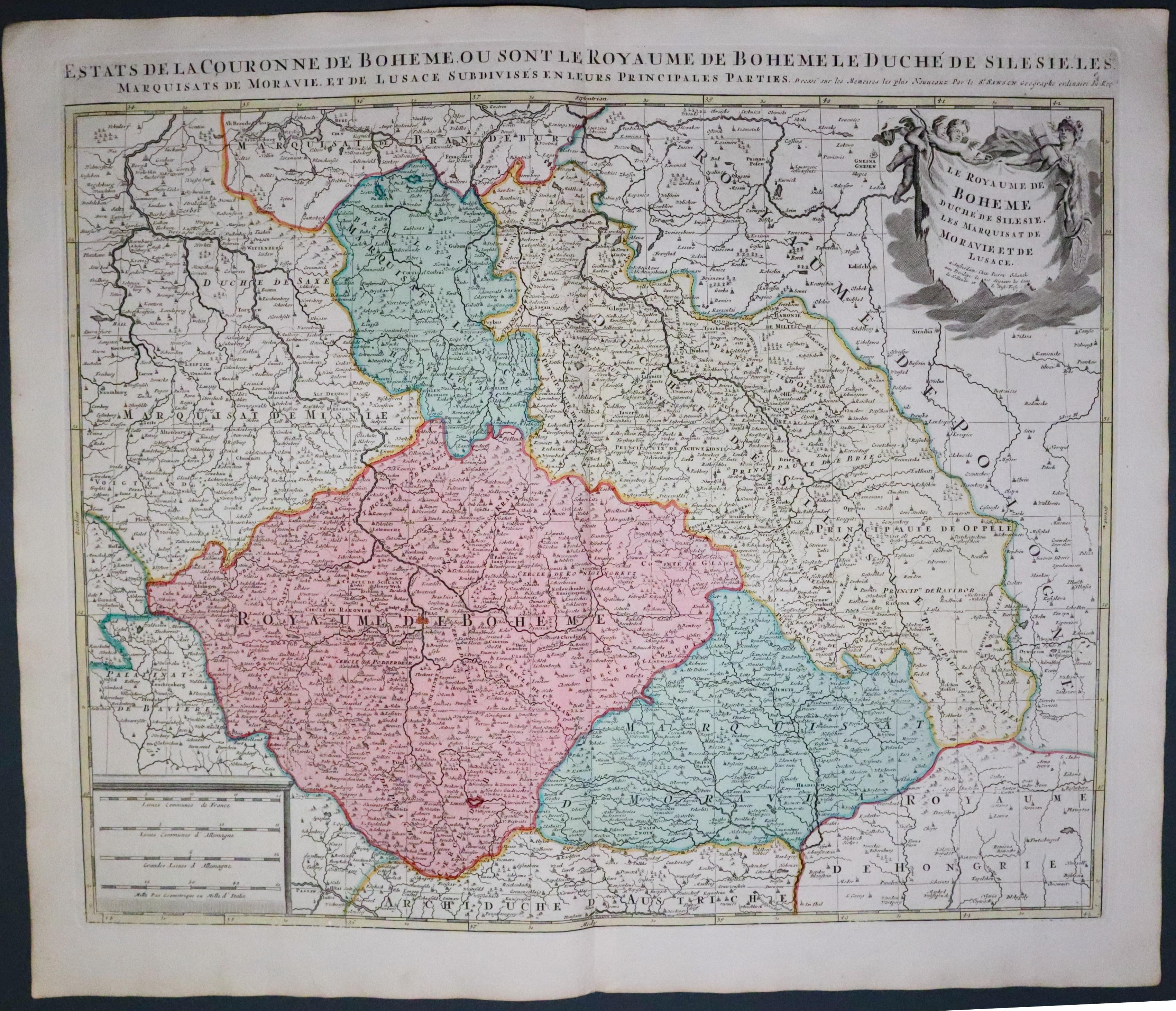 Bohemia, Silesia & Moravia by Sanson / Schenk c.1760  Bohemia, Silesia & Moravia by Sanson / Schenk c.1760