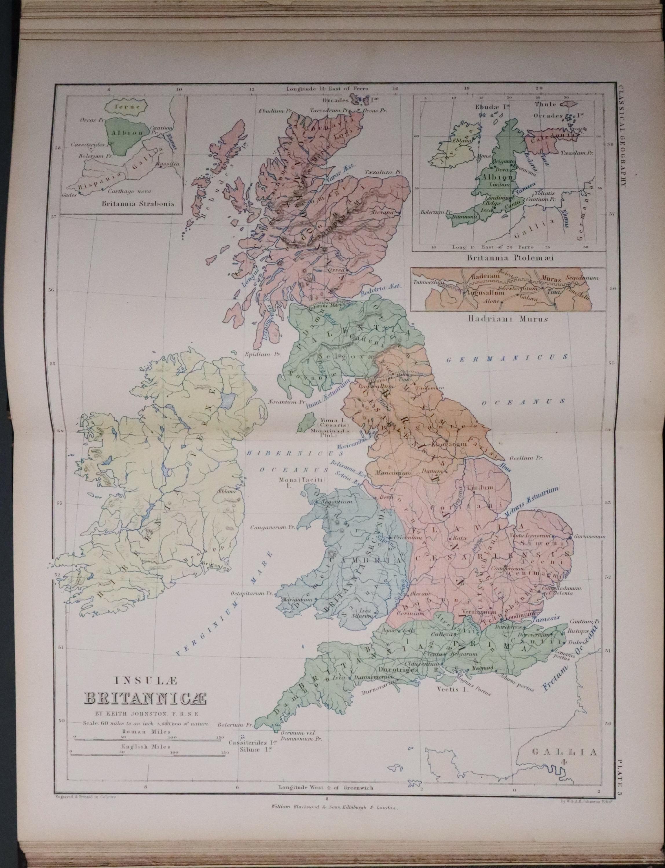 Classical map of the British Isles by Alex Keith Johnson 1861