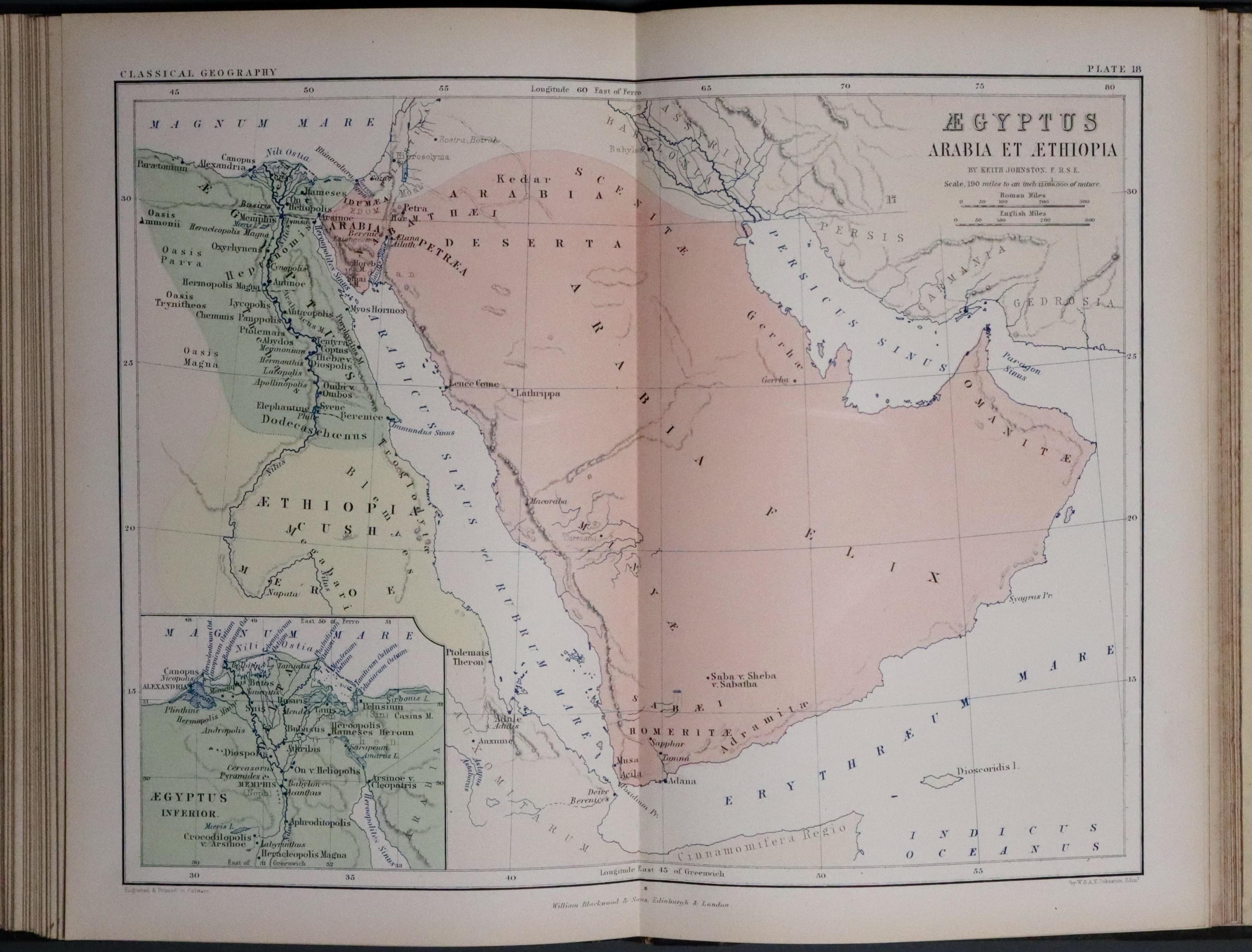 Classical map of Arabia by Alex Keith Johnson 1861