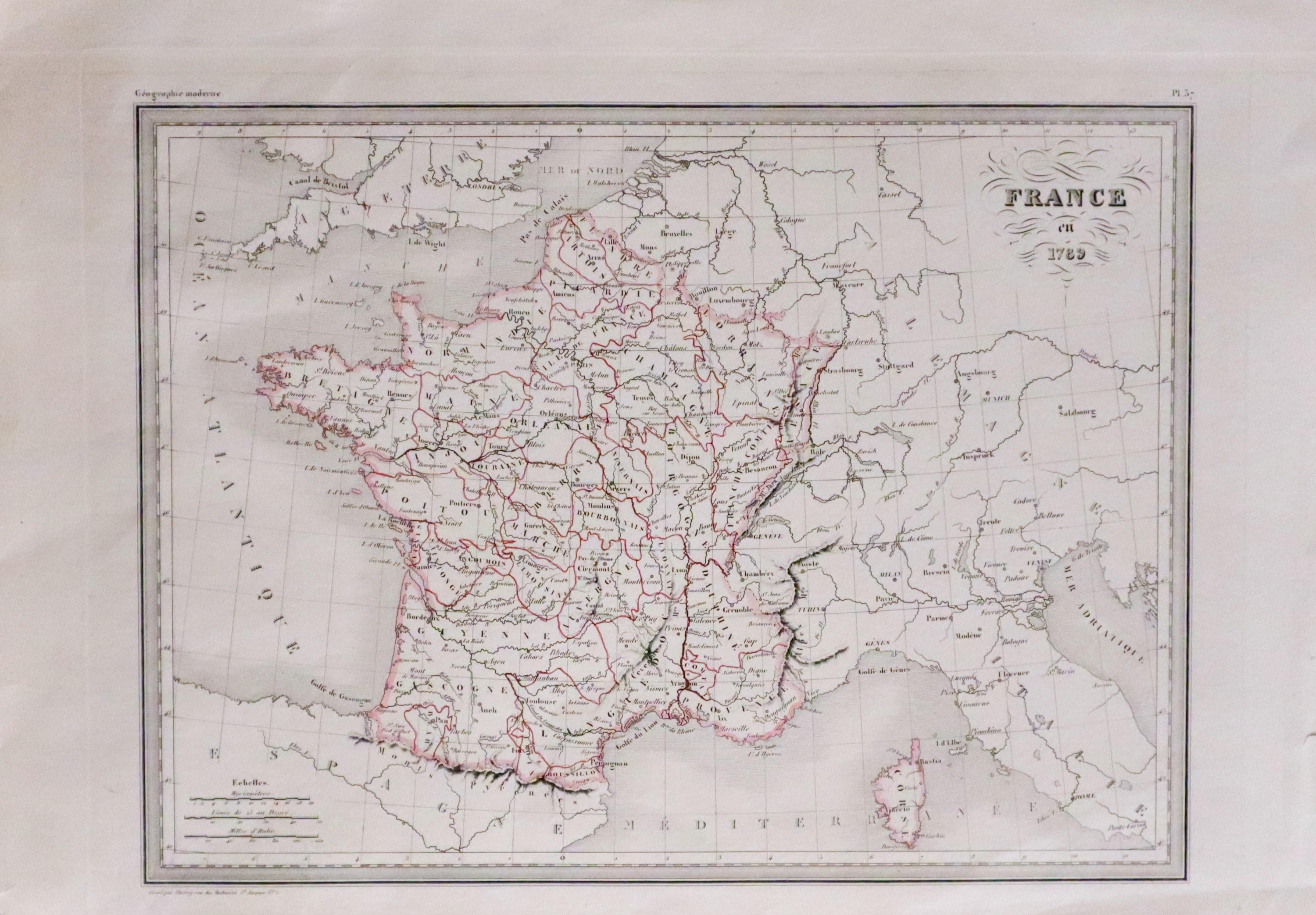 France in 1789, Conrad Malte-Brun c.1843  France in 1789, Conrad Malte-Brun c.1843