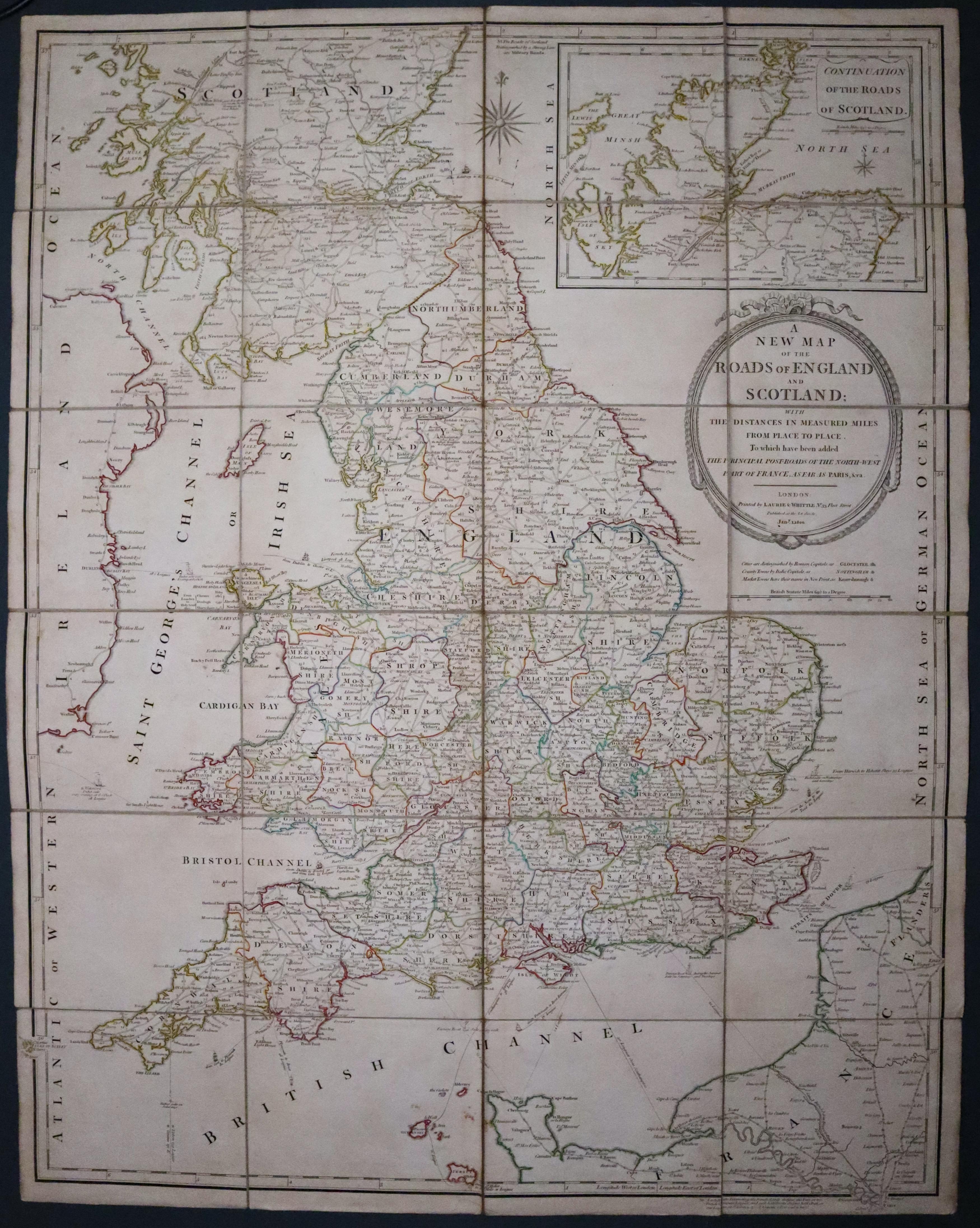 Roads of England and Scotland, Laurie & Whittle 1800