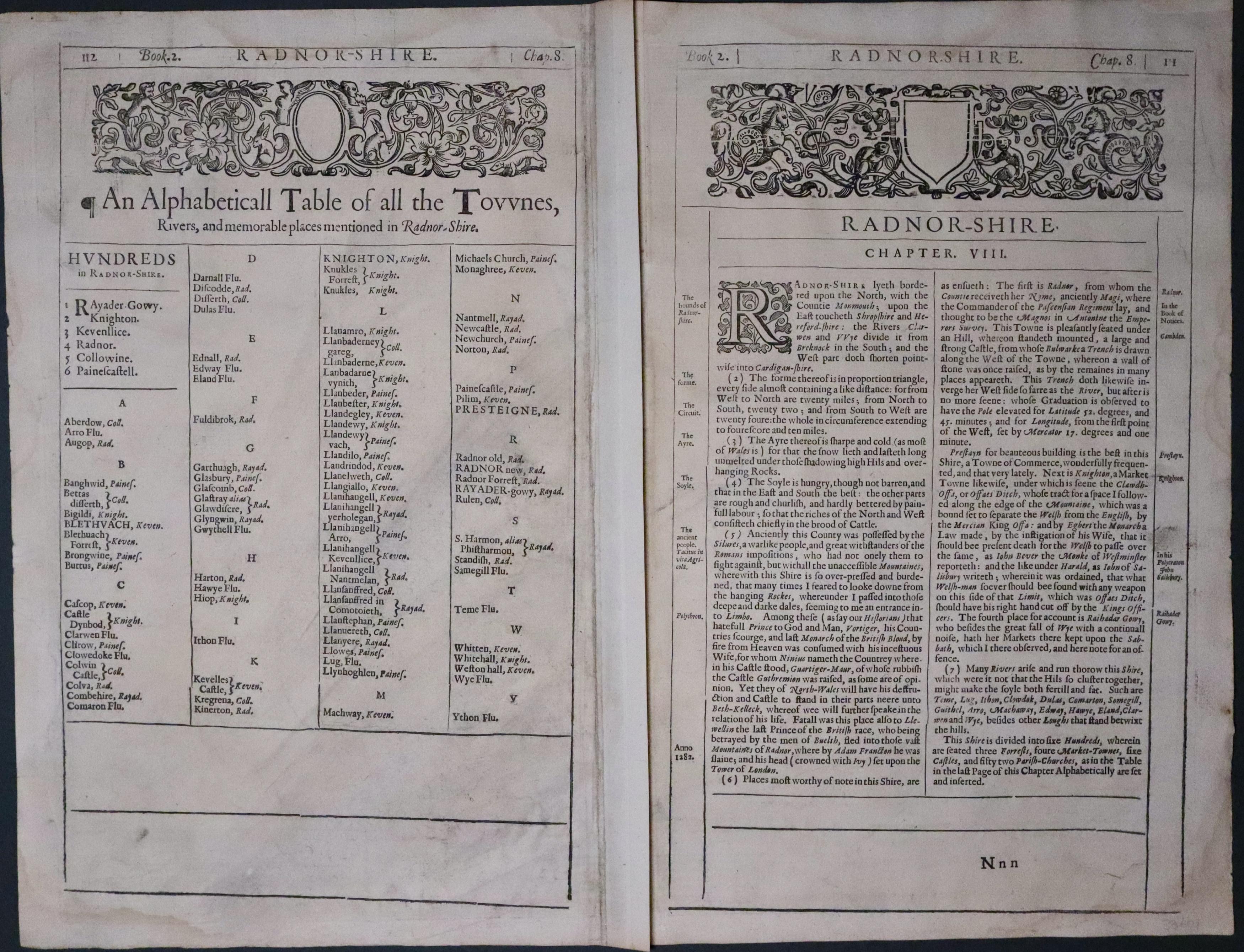 Text on verso of Radnorshire by John Speed 1646