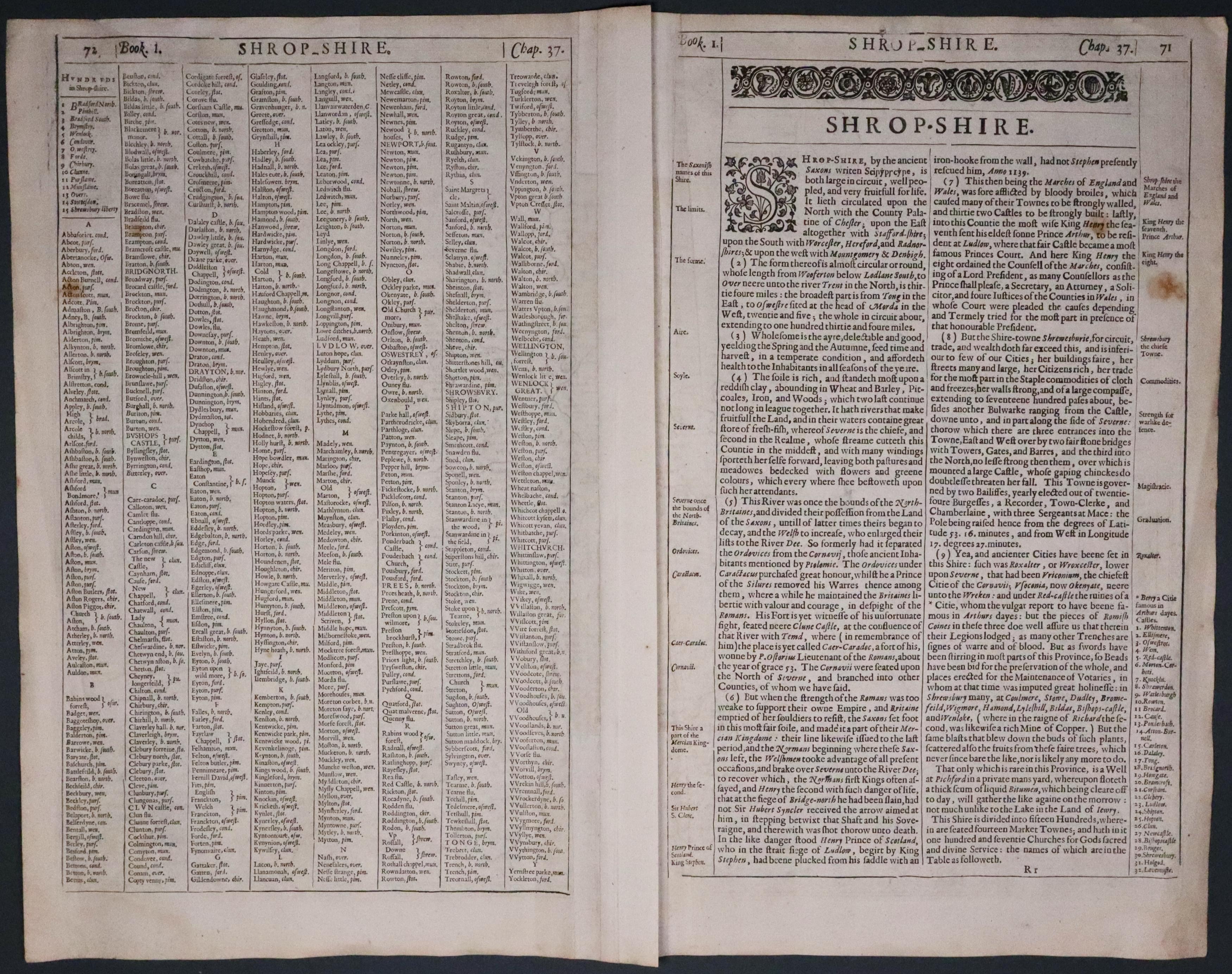Shropshire, John Speed 1646  Shropshire, John Speed 1646