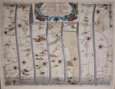 Road map Chester to Holyhead by John Ogilby 1698