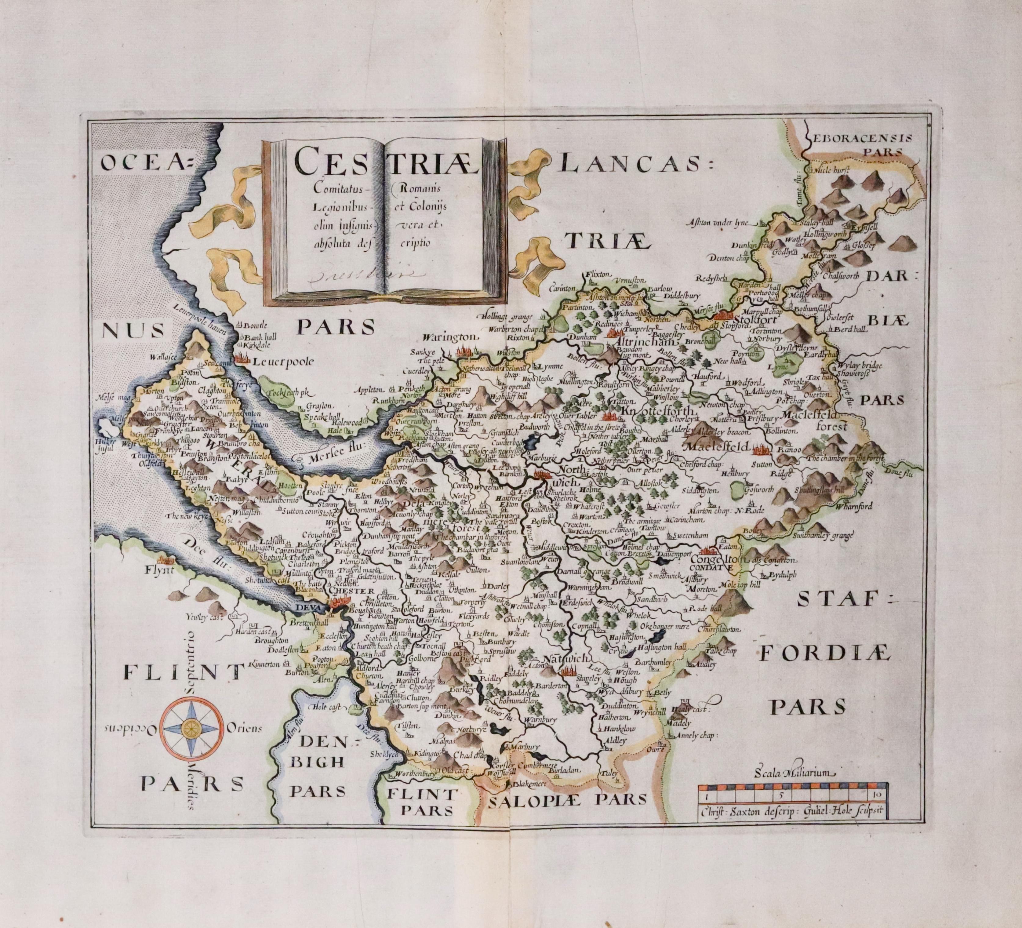 Cheshire, Christopher Saxton/ William Hole 1637