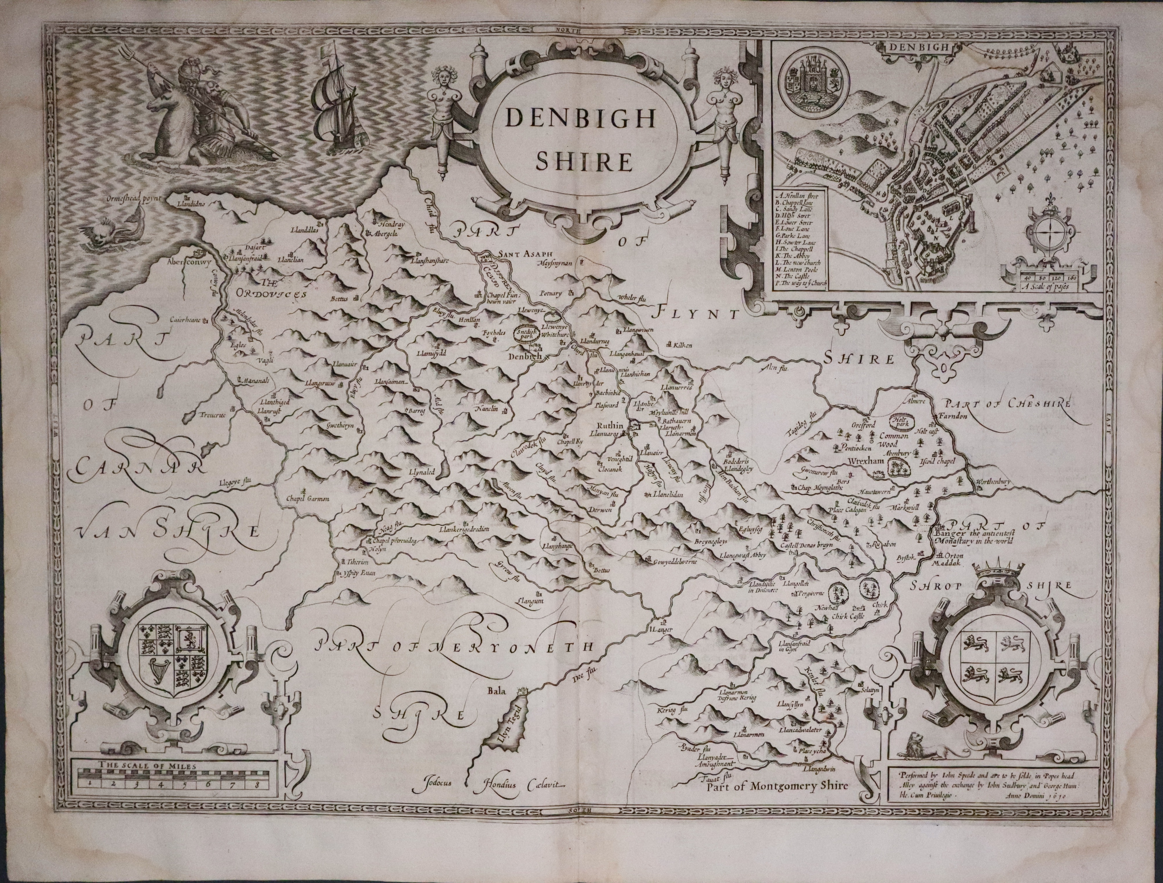 Denbighshire by John Speed 1650