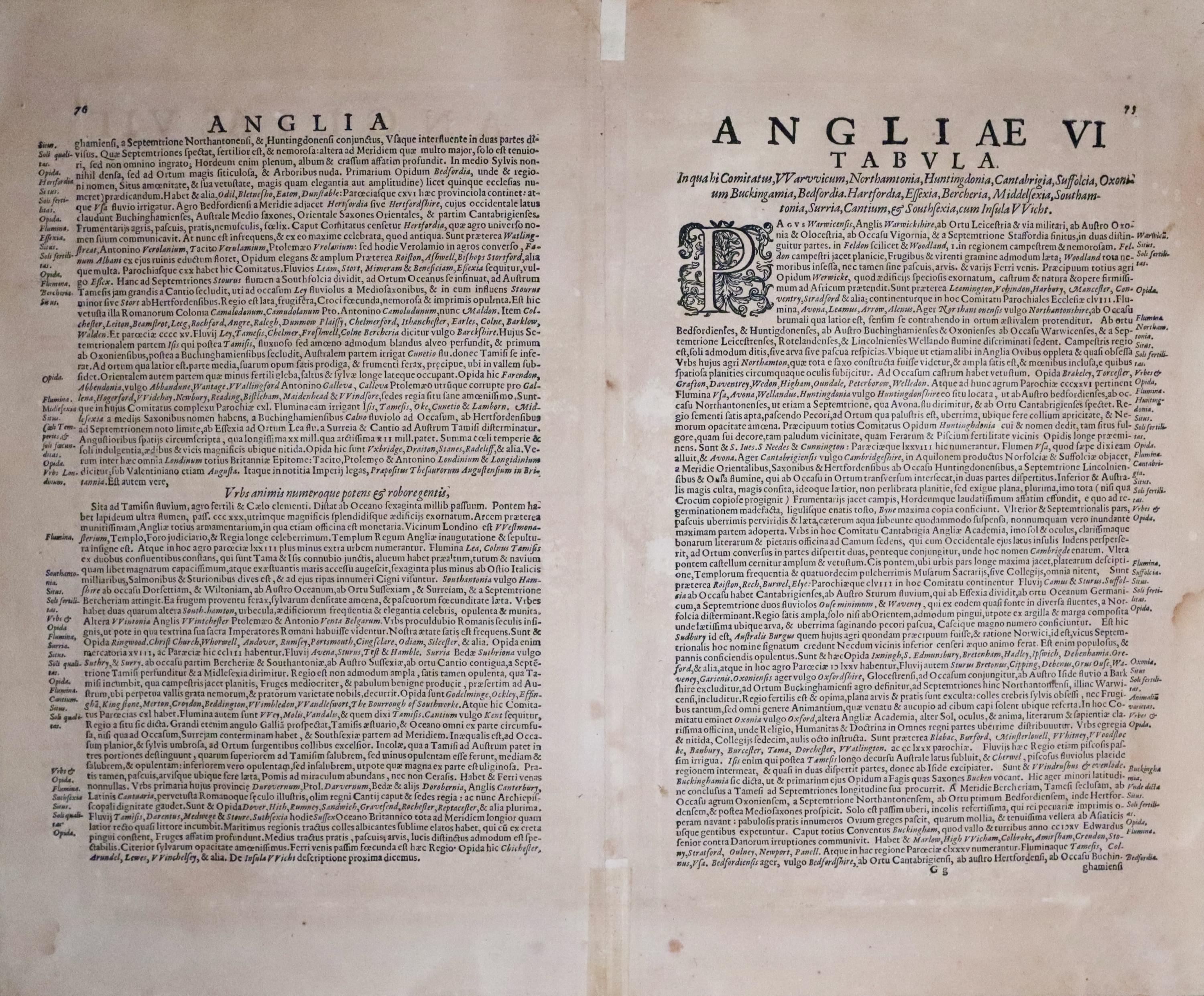 French text on verso of South East Egland, Gerard Mercator, 1623