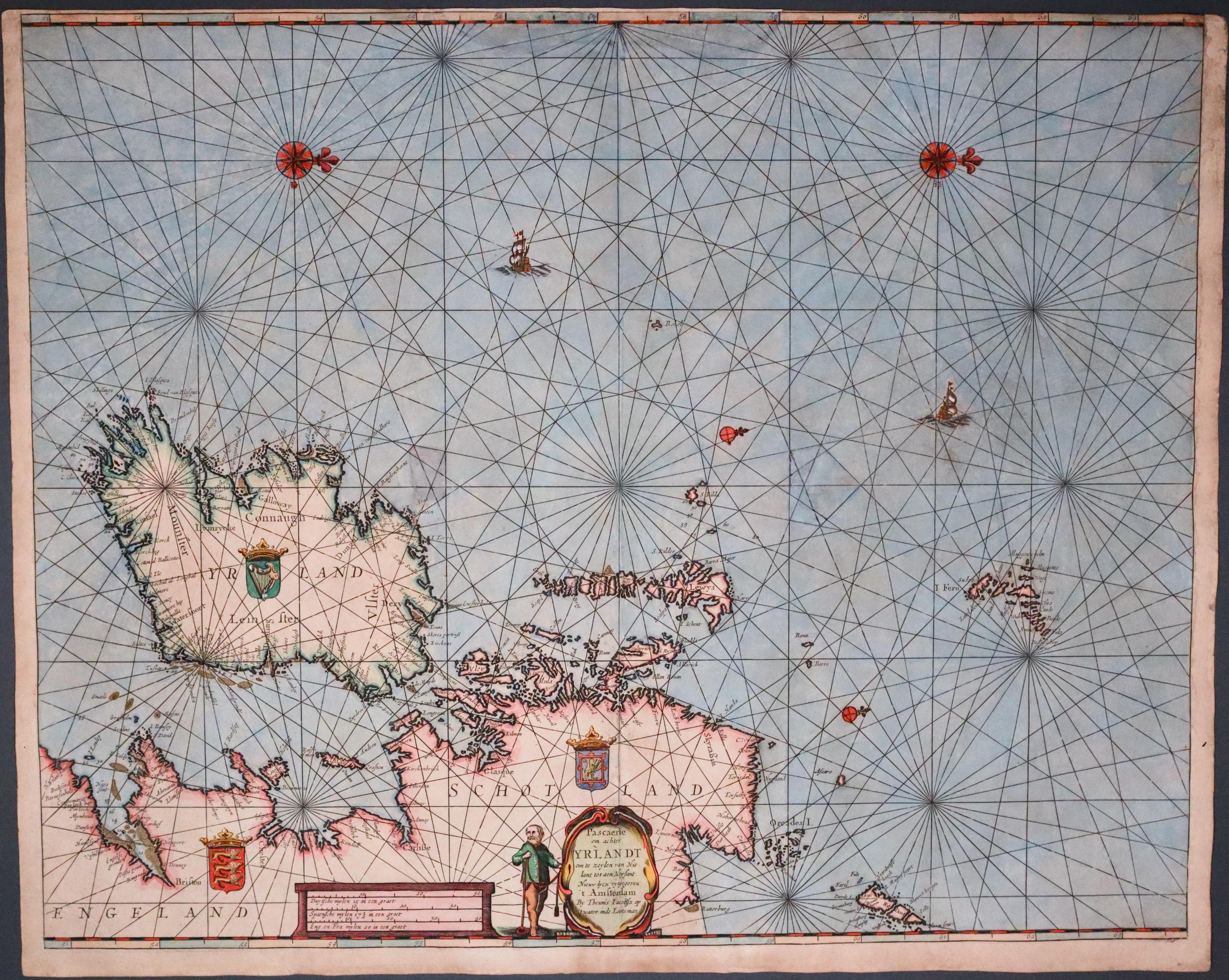 Chart of Ireland and part f the British Isles, Jacobz Theunitsz  Chart of Ireland and part f the British Isles, Jacobz Theunitsz