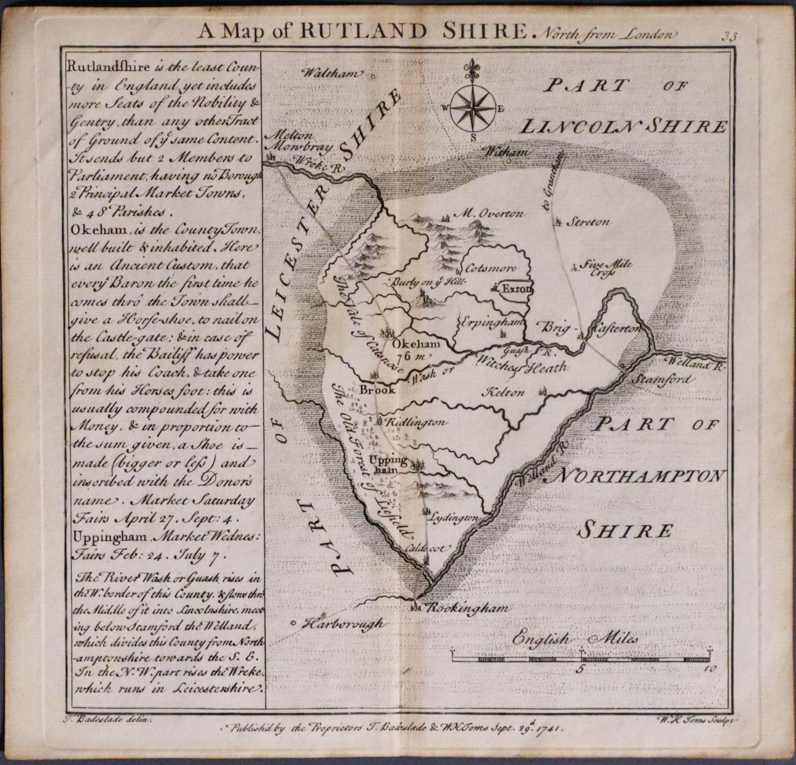 Rutlandshire, Badeslade & Toms, 1741