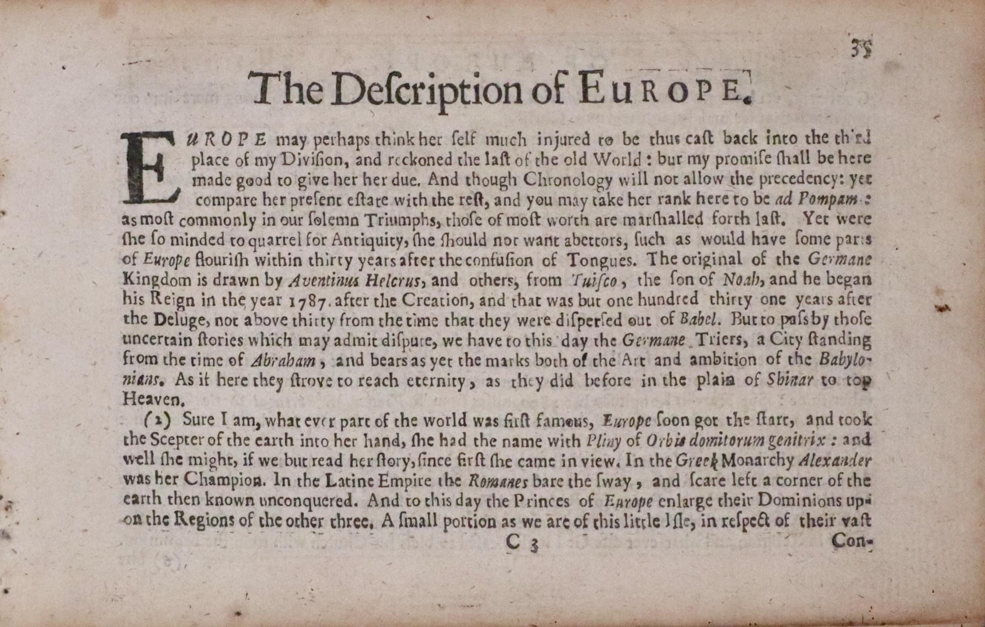 Europe Text, Pieter van den Keere 1668