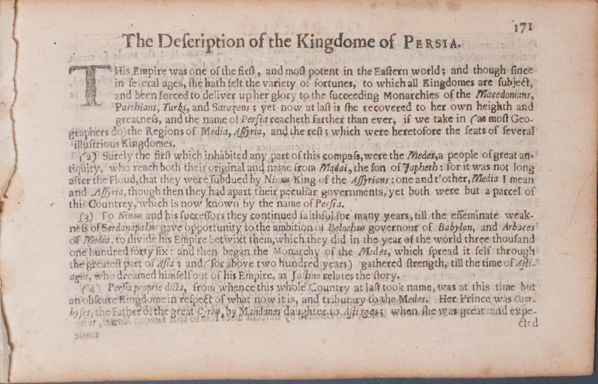 Persia Text, Pieter van den Keere, 1668