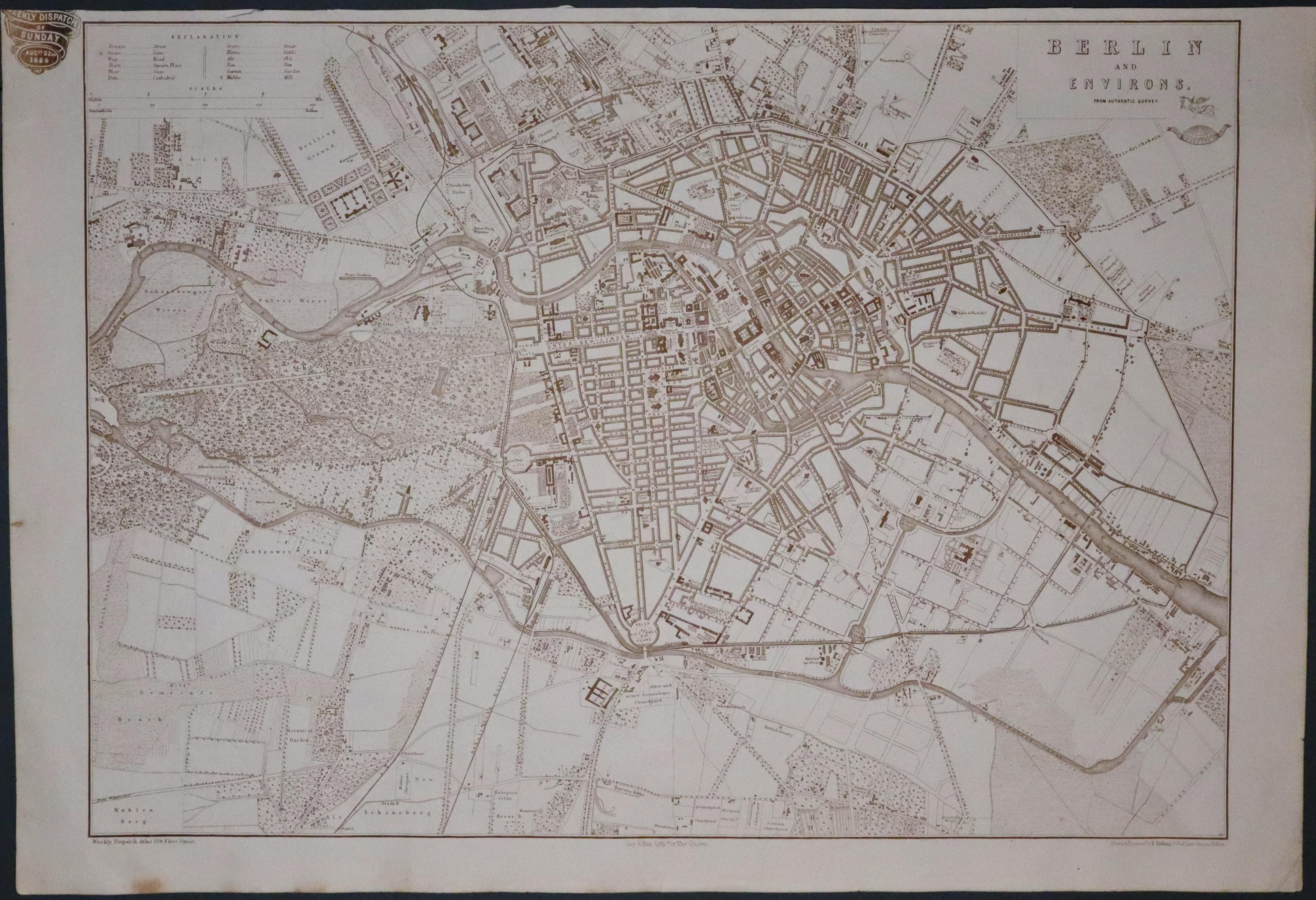 Town plan of Berlin, Theadore Etting 1858